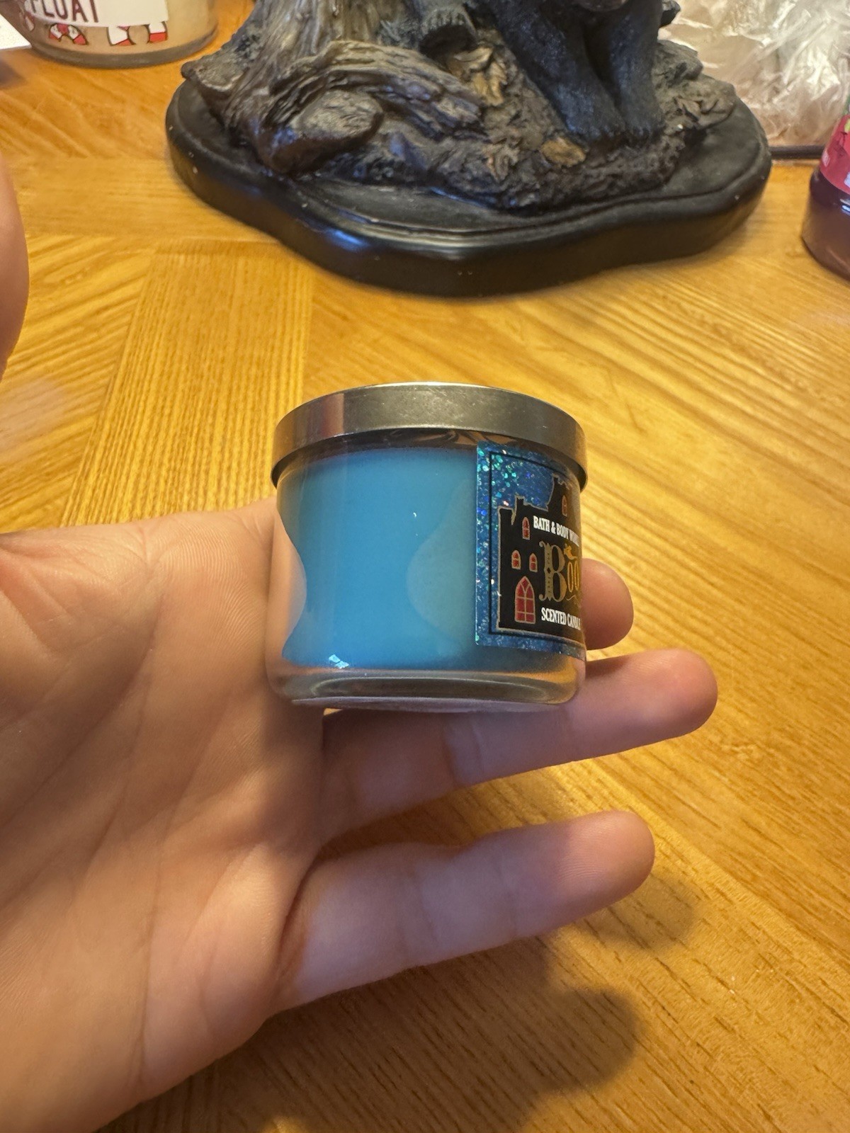 Very Collectible Blue Boo Halloween Mini Candle. Bath And Body.