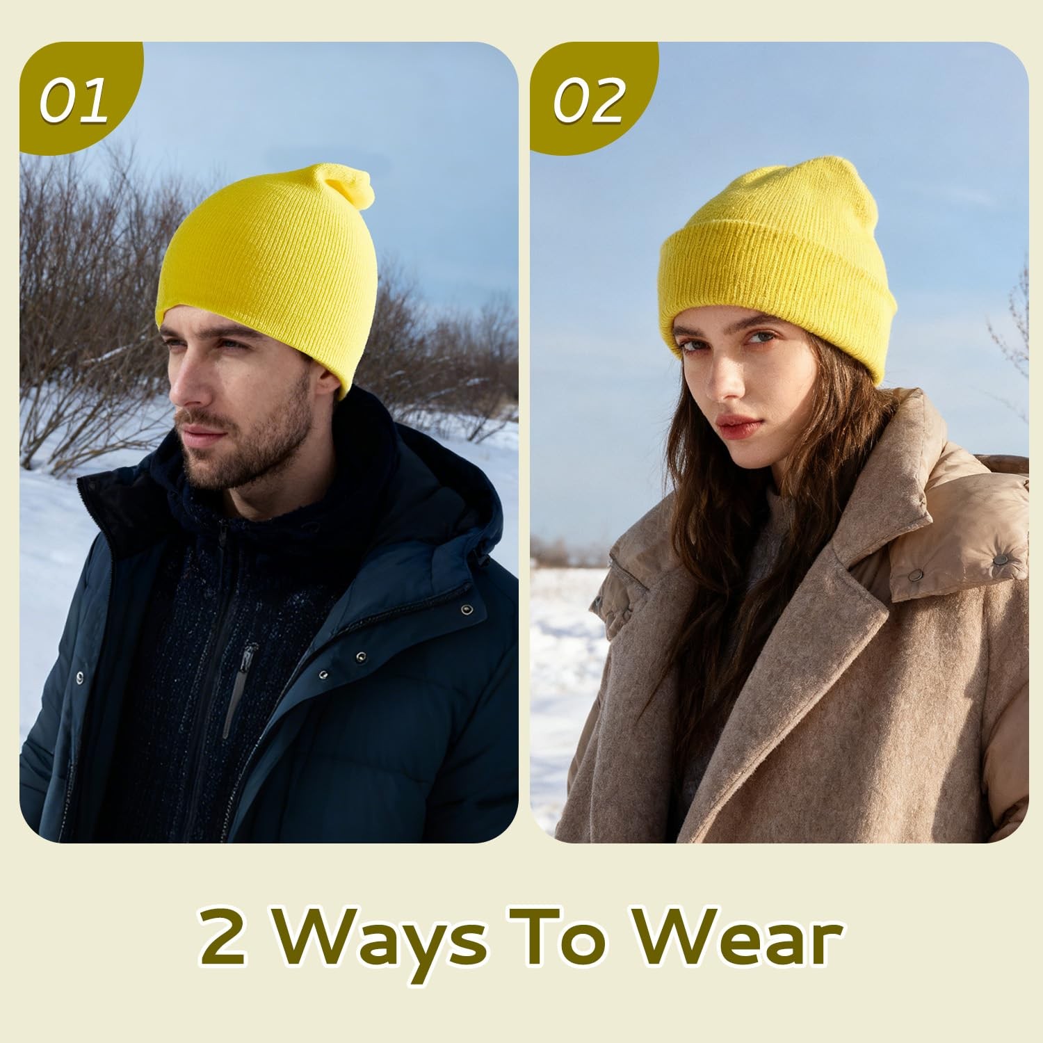 Beanie for Men Women Knitted Hat Soft Warm Winter Unisex Cuffed Skully Cap