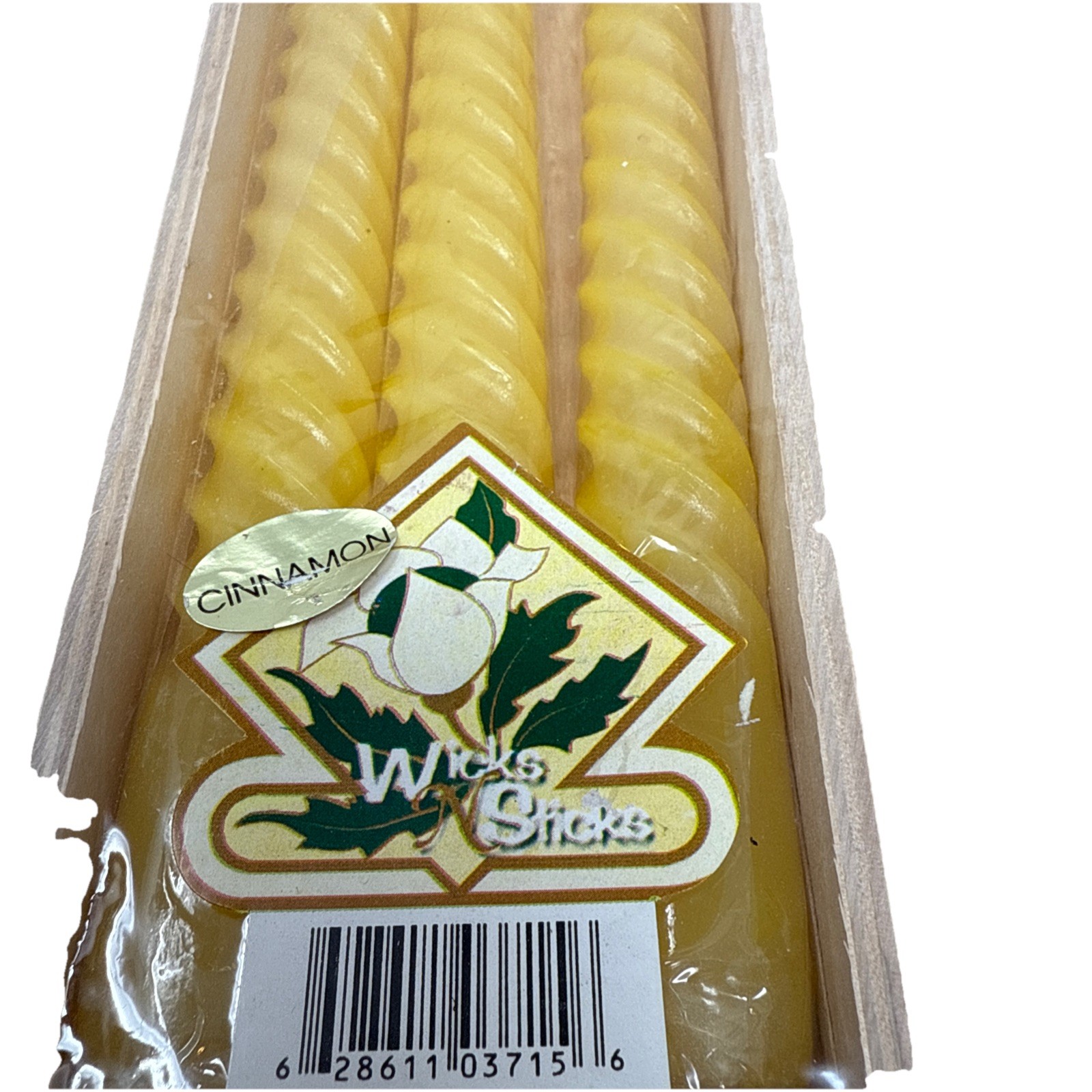 VTG Wicks ‘N Sticks Spiral Twisted Tapers 10″ Candles 1/2” New in BOX Yelllow