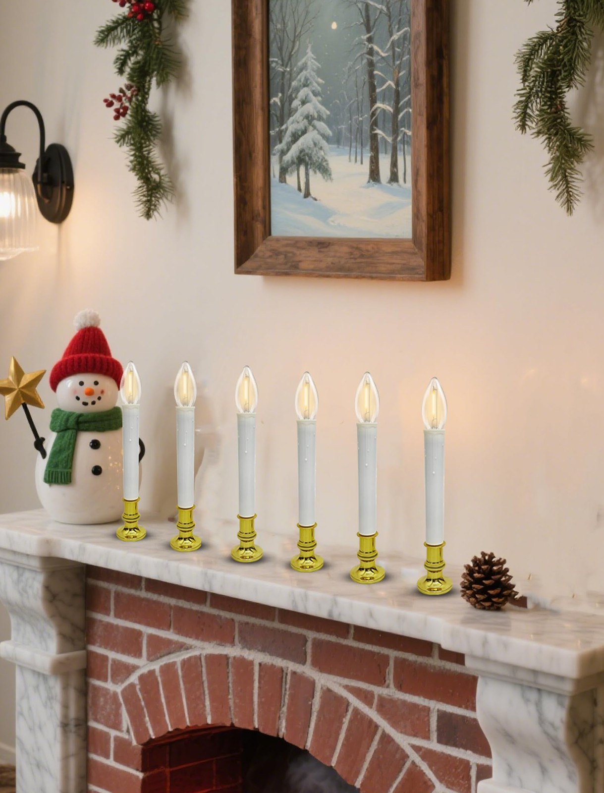 Kivonfa 10 Pack Battery Operated Window Candles Flameless LED Warm White Gold
