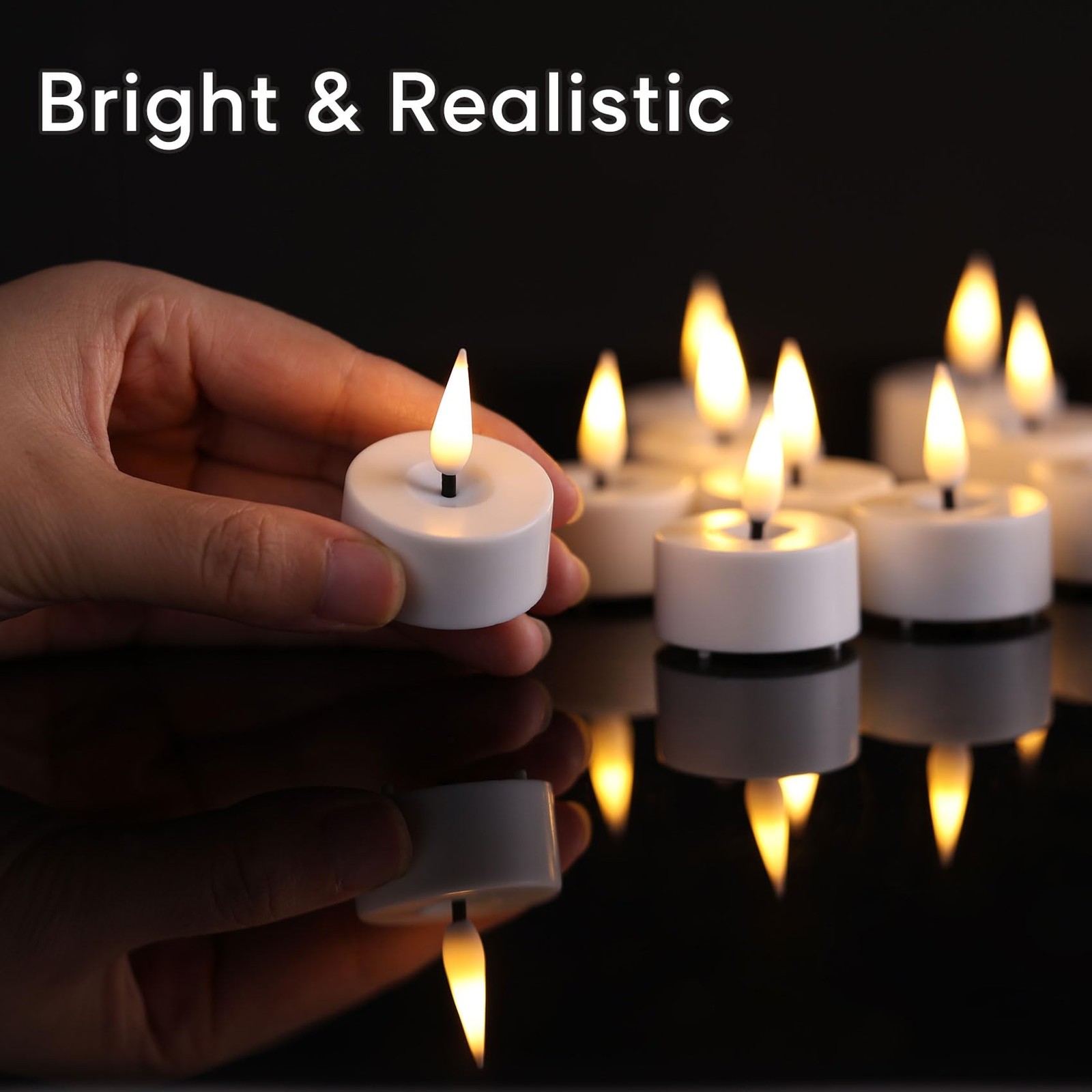 White LED Tealights with Remote Batteries, Flickering Flameless Tea Lights El…
