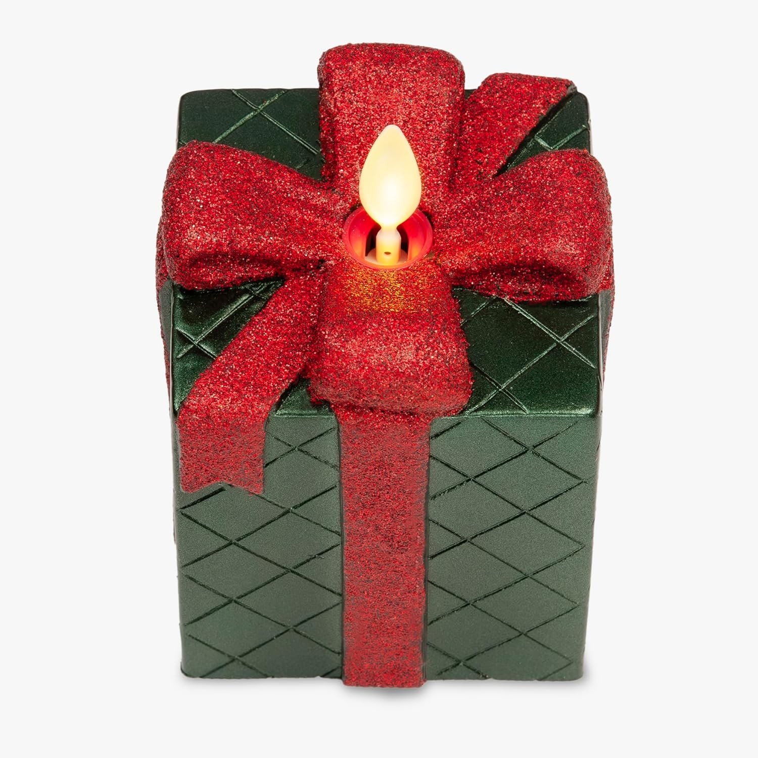 Flameless Candle with Flashing Red Ribbon Flame LED Candle (3 in. x 4.25 in.)