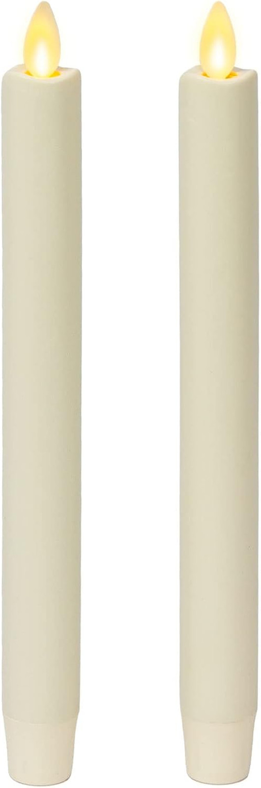 Set of 2 Moving Flame LED Taper (1X9.75), Flameless Candle, Melted Edge, Smooth