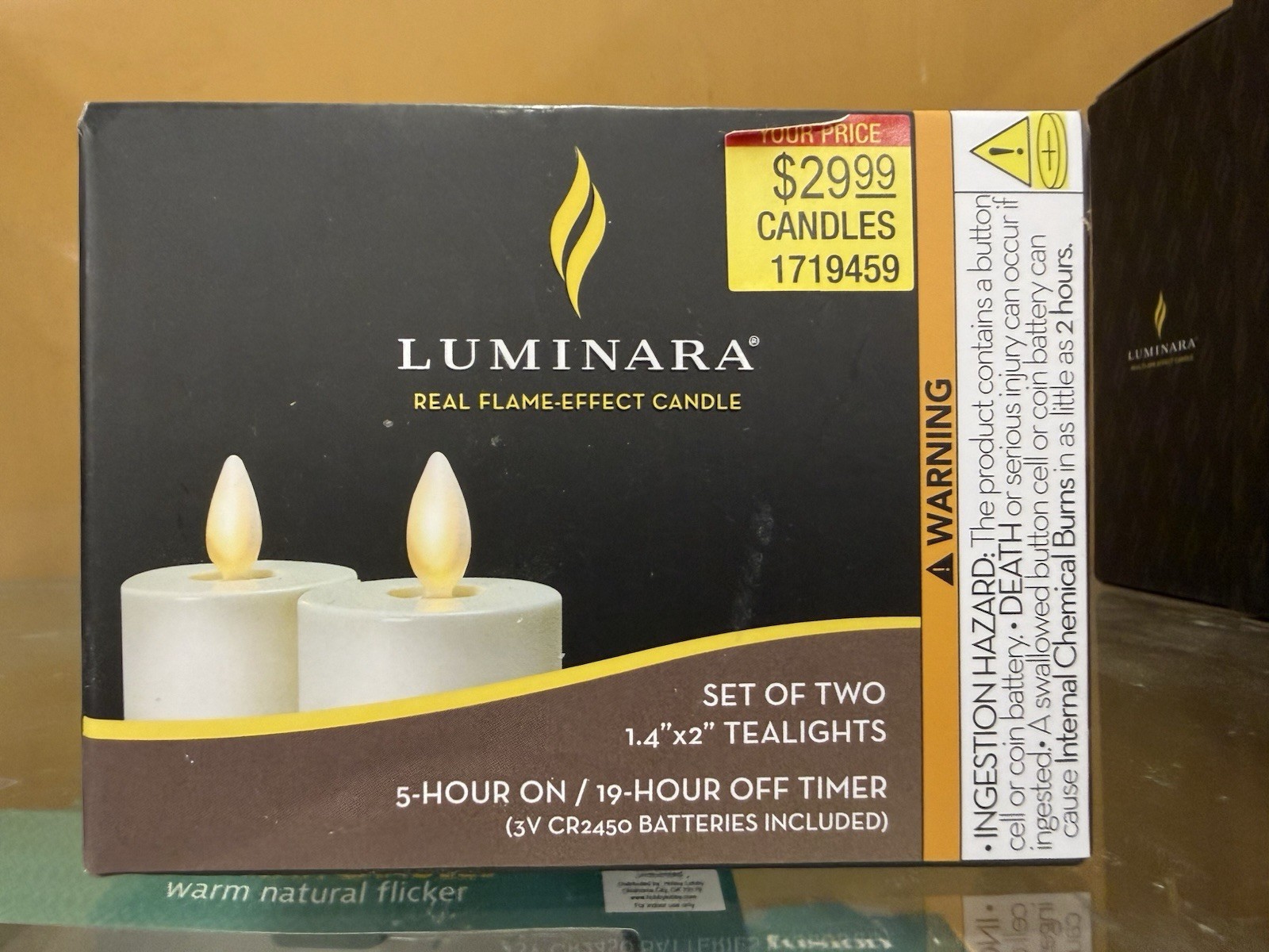 Luminara Tea Light Candles w/Timer Set of 2 Real-Flame Effect 1.4″x2″ NEW NoBox