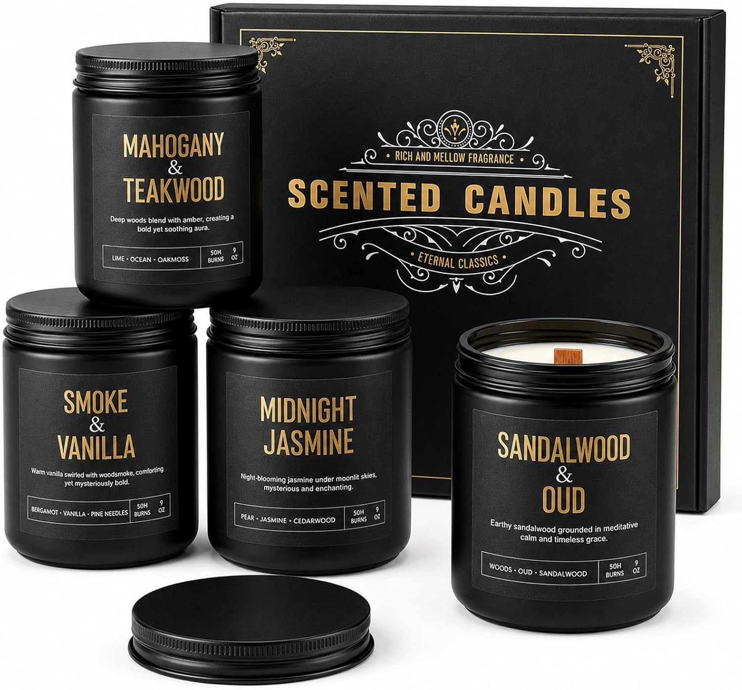 Candles Gifts for Men, 4-Pack Scented Candles, 36 Oz, Birthday Gift Set | up to