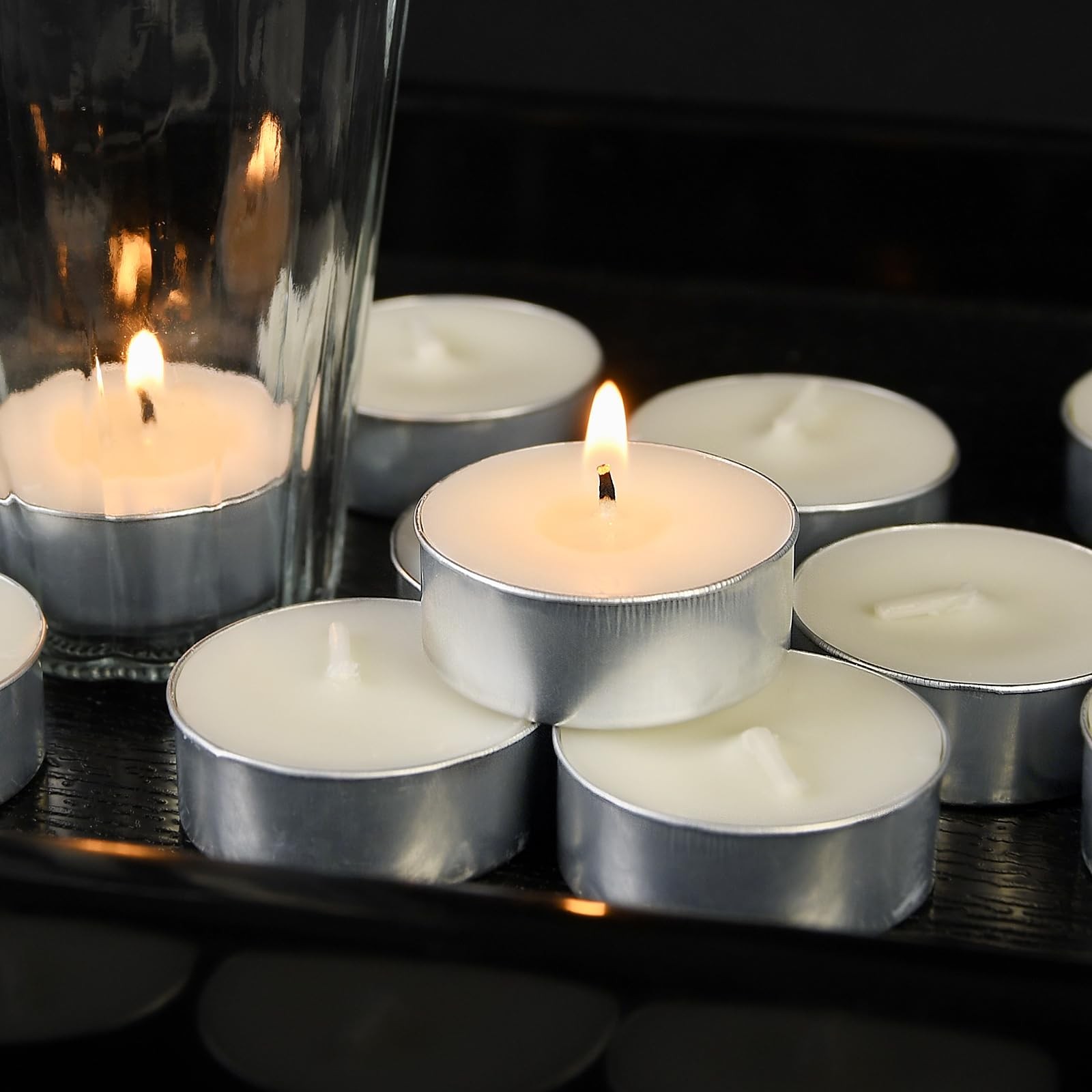 100 Pack Soy Tealight Candles – 100% Natural Soy Wax,4 Hours Long Burning,Uns…