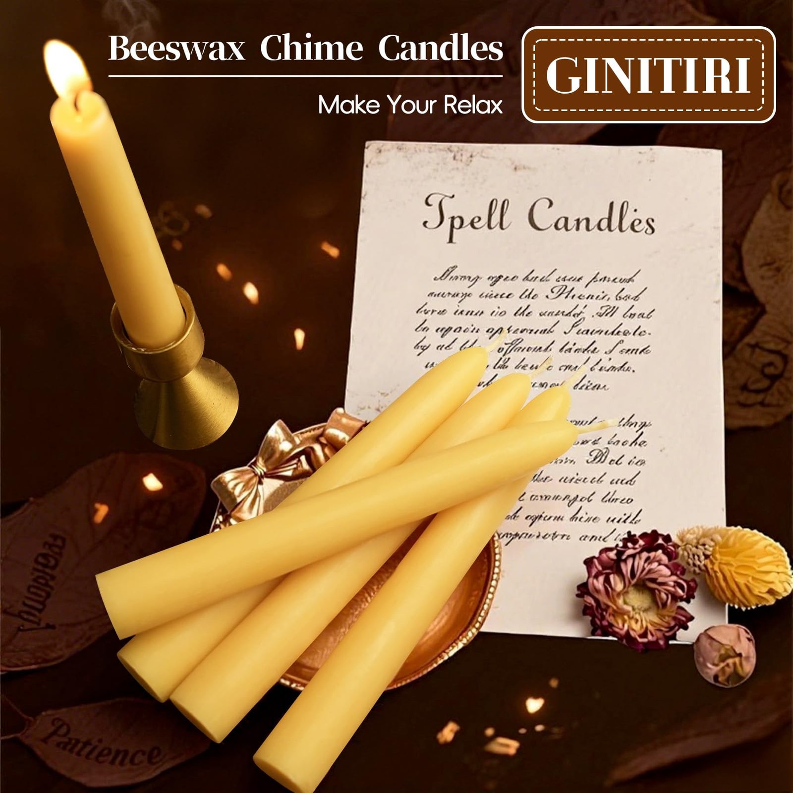 8 Pack Natural Beeswax Spell Candles-6in Beeswax Taper Candles-6 Hour Burning…