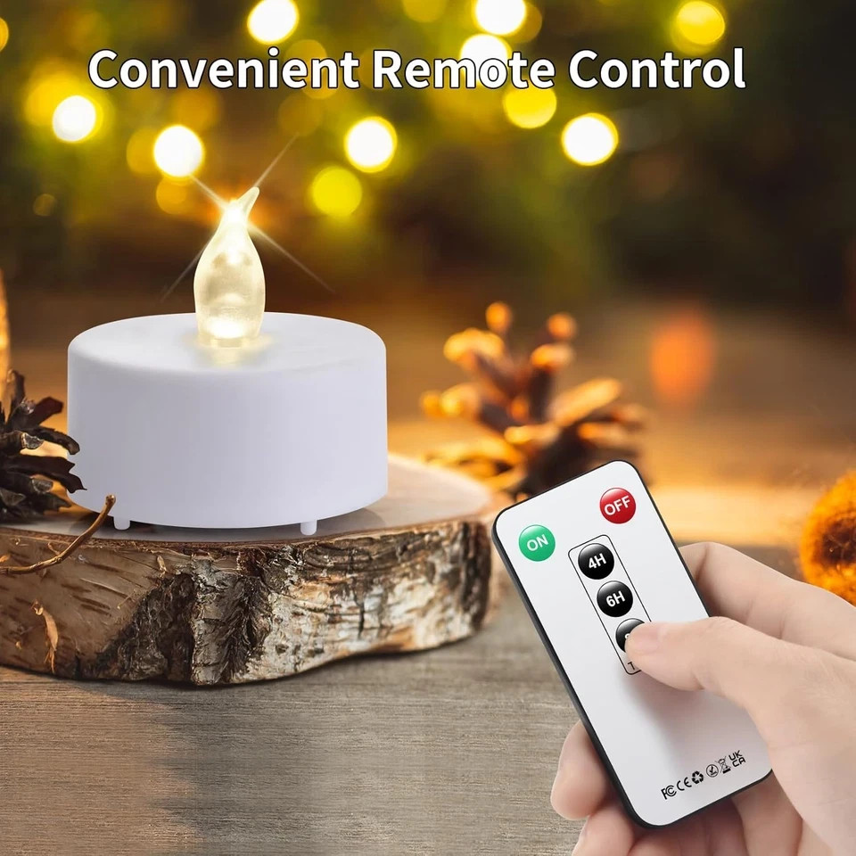Tea Light Candles with Remote Control,Flickering Flameless LED Candle,Long Lasti