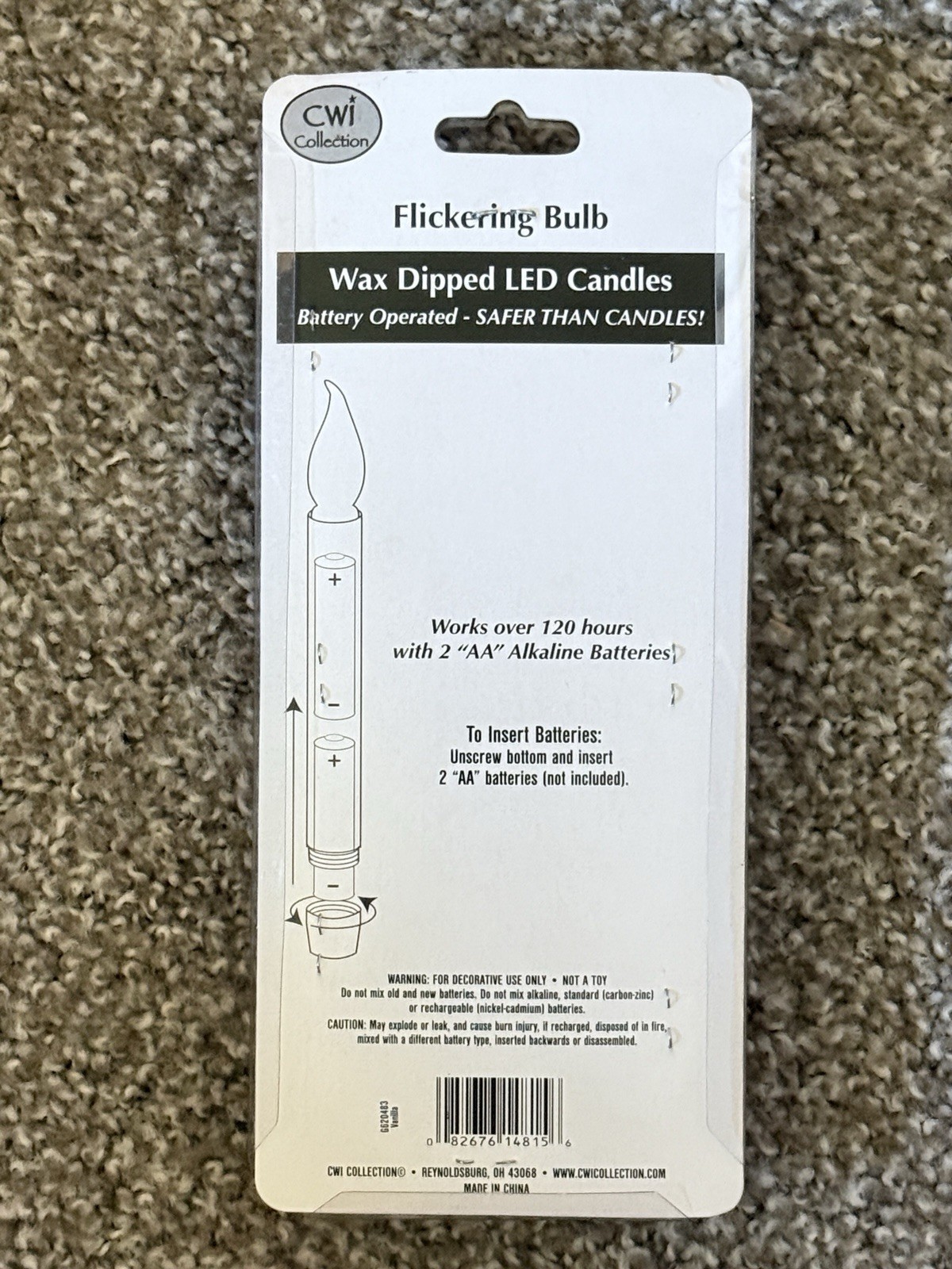 CWI Collection Wax Dipped LED Candles Flickering Bulb 2 Pk NEW Sealed