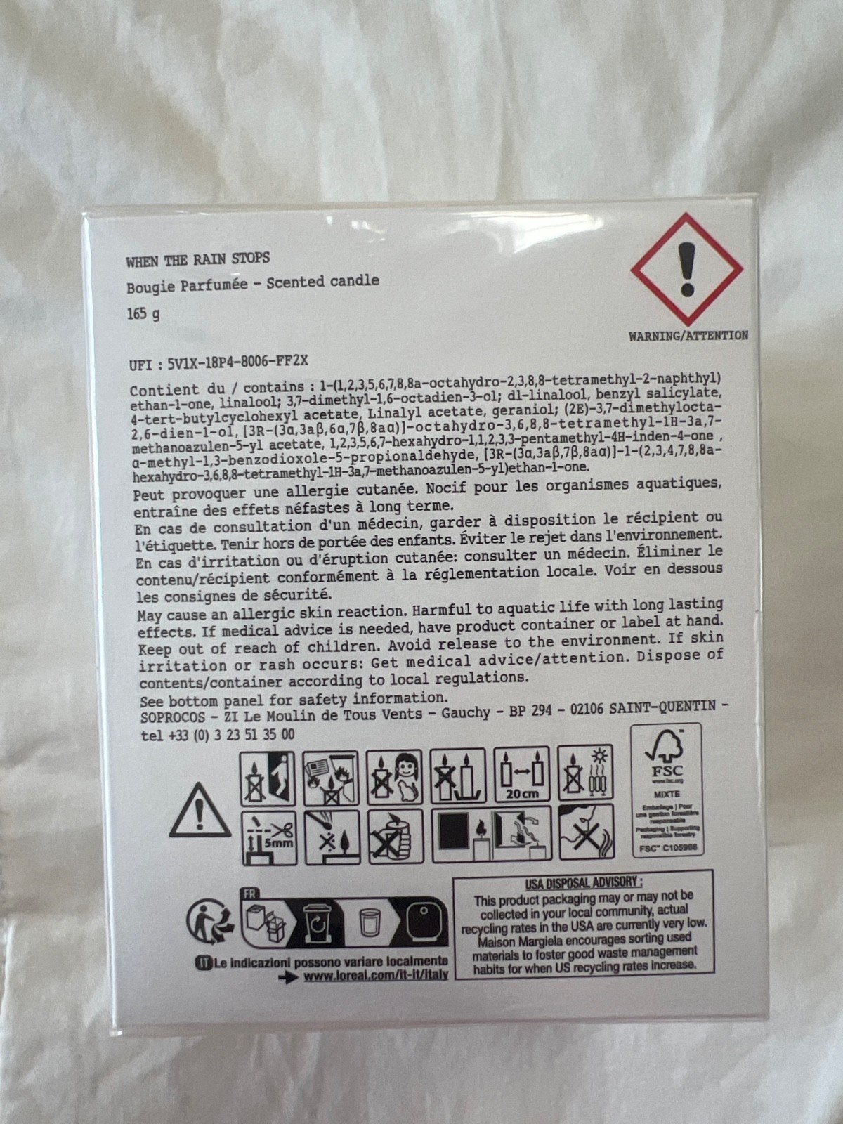 Maison Margiela Replica Scented Candle When the Rain Stops 5.82oz NEW SEALED BOX