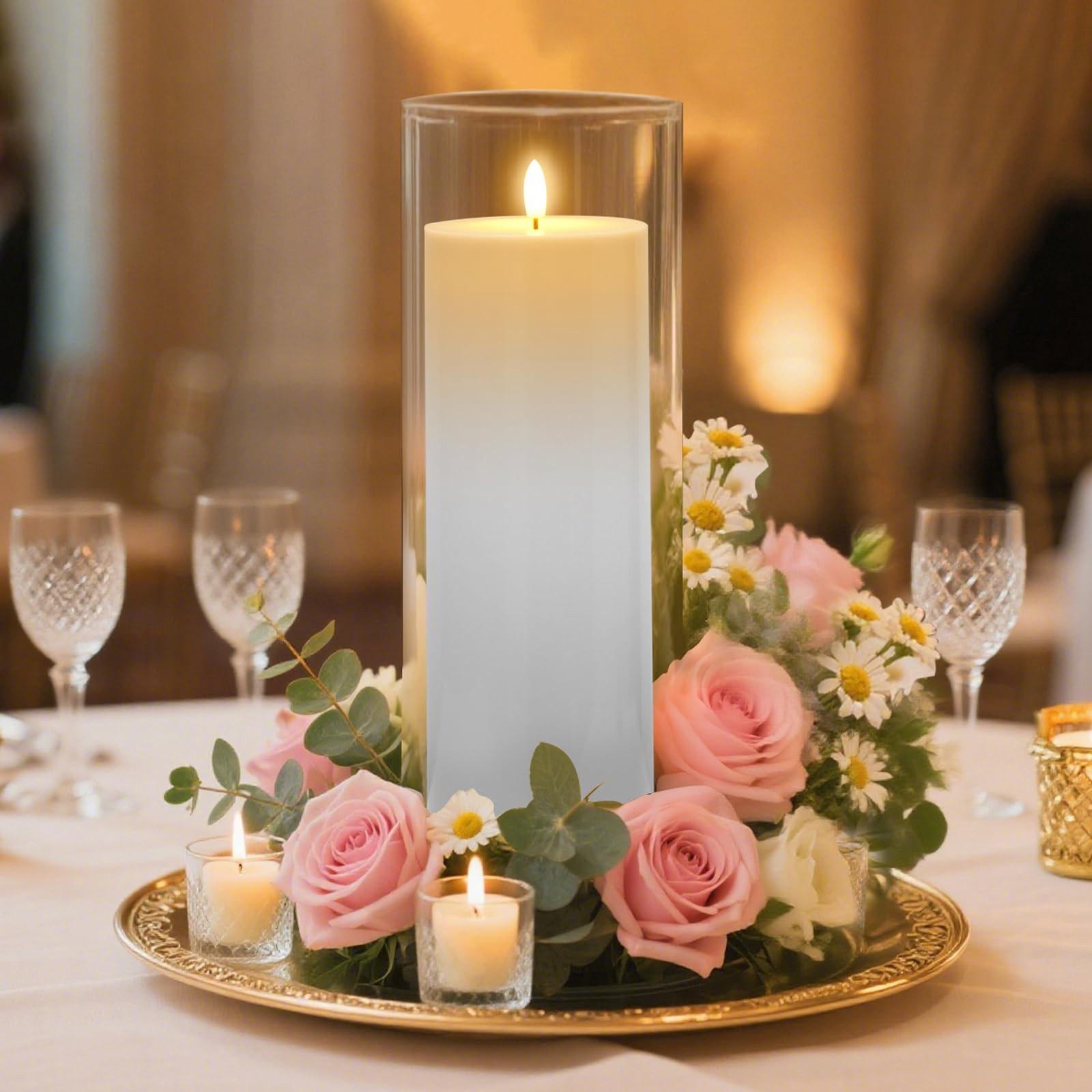 4” X 10” Large Waterproof Outdoor Flameless Candle, Battery Operated LED Ca…