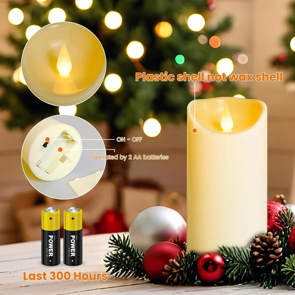Flameless Plastic LED Candles,Pack of 2 Battery Operated Flickering Candle with