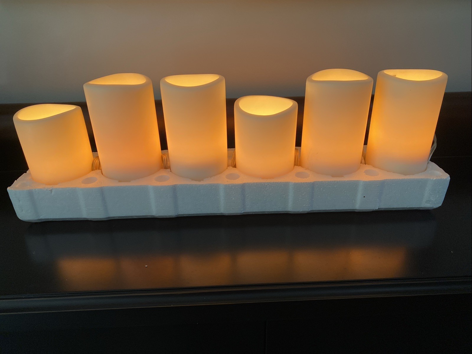 Restoration Hardware Flameless 6 Pillar Candle String Lights 8” 7” + 5.5” High