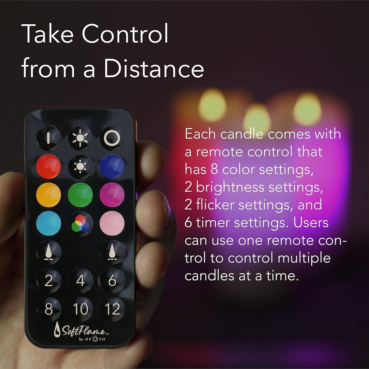 3×7 Real Wax Flameless Pillar Candle – Dimmable, Remote Control, Indoor Use Only