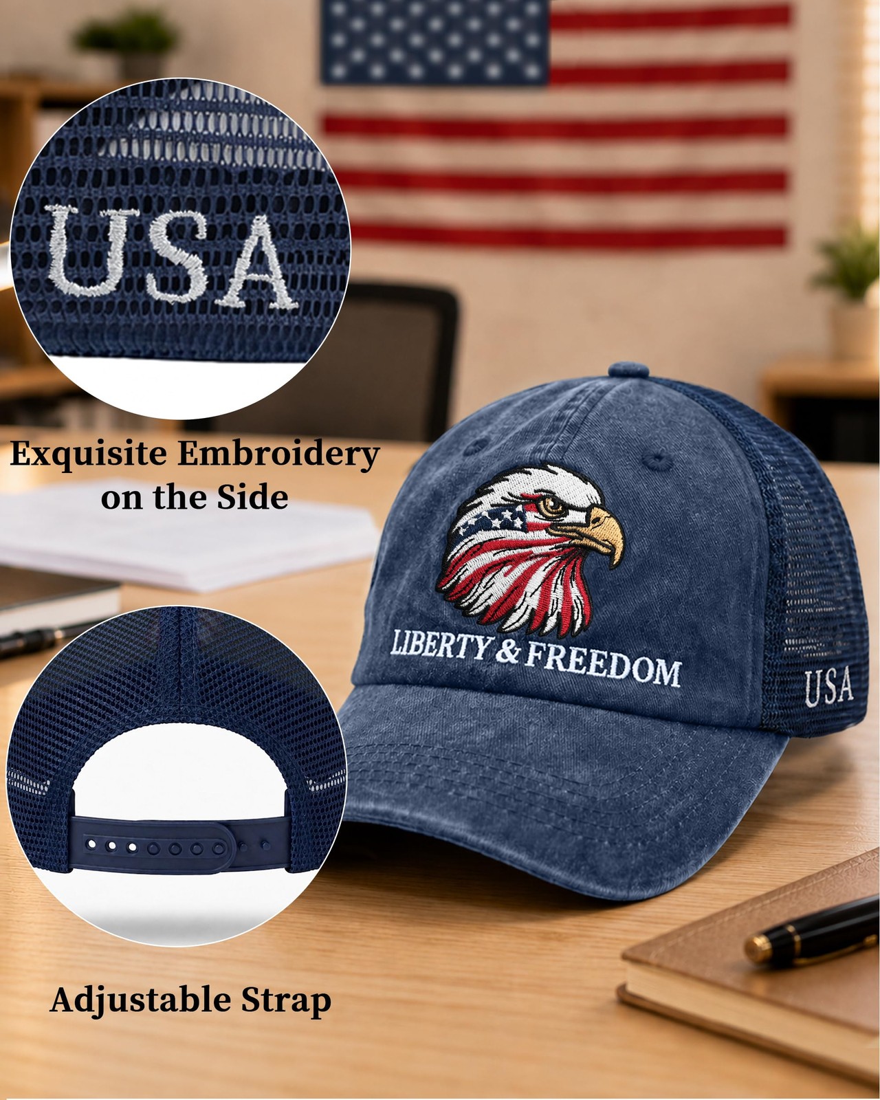 250th Anniversary Embroidered Eagle Hat for Men and Women Vintage Adjustable …