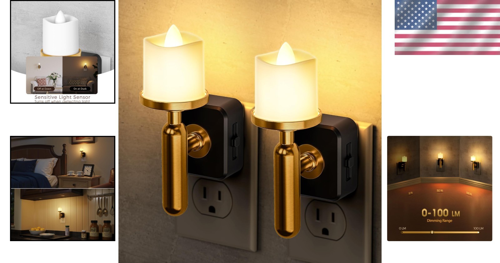 Versatile Flameless Night Light with Dusk to Dawn Sensor – 3000K Soft White