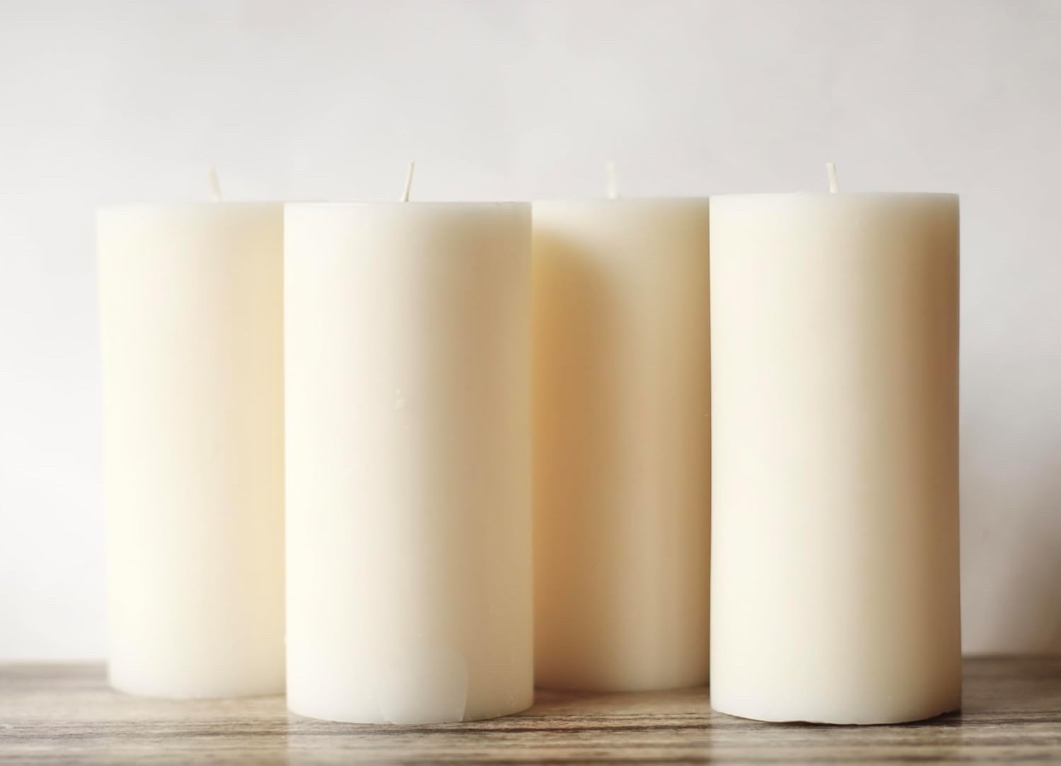 Ivory Tall 3 x 6 Inch Long Burning Unscented Pillar Candles Set of 4