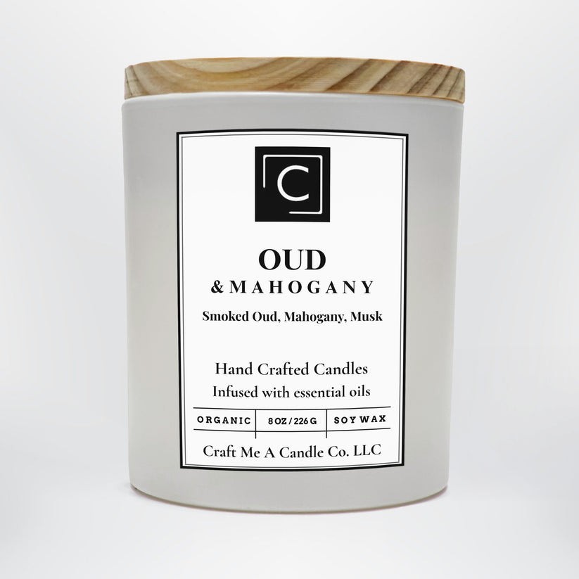 Oud & Mahogany Scented Candle – Smoked Oud, Mahogany, Musk | Round Jar Candles