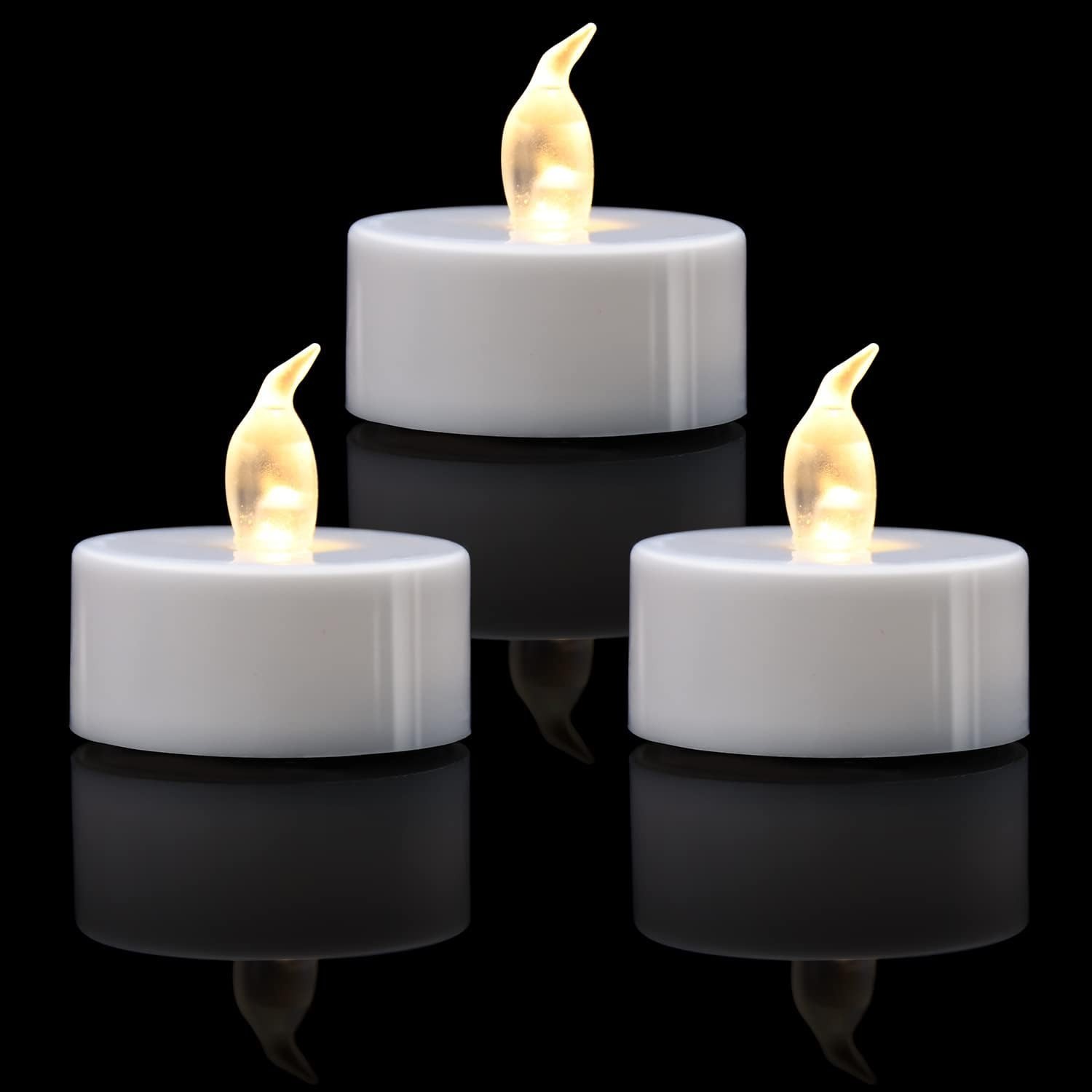 200 Warm White LED Tea Lights – Flickering & Cordless, Perfect for Elegant Decor