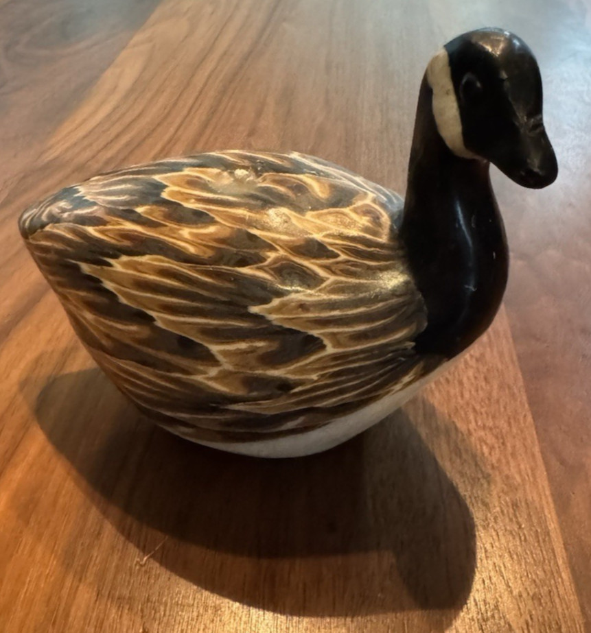 Vintage Canada Goose Figural Candle Marbled Wax Bird Lake House Cabin Decor