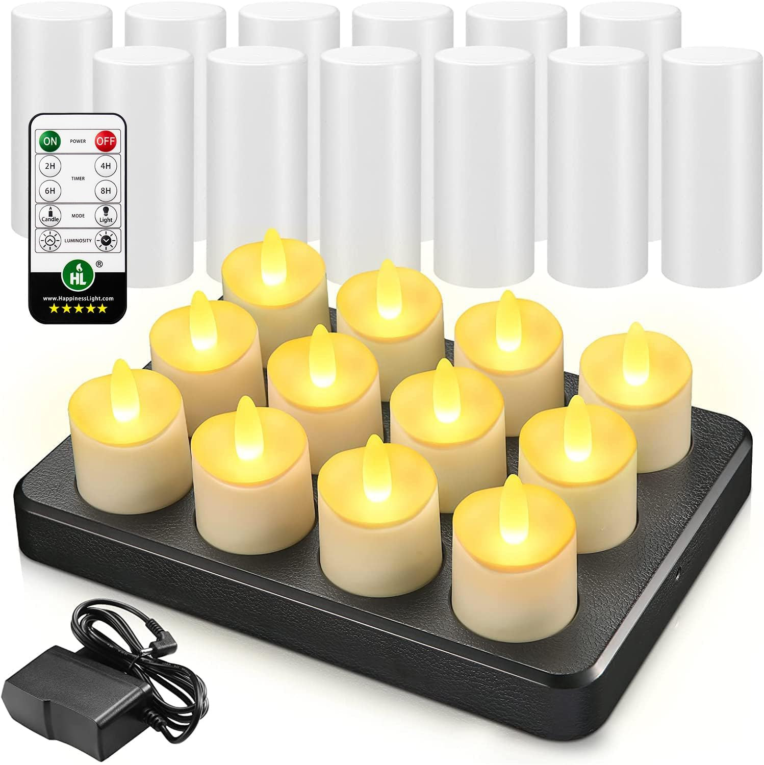 Flameless Candles with Remote Timer, 100+Hours Rechargeable Waterproof Outdoor C