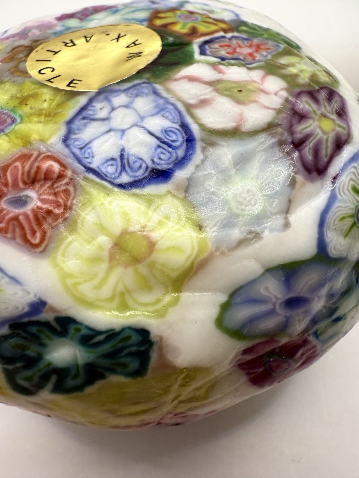 The Museum Company Millefiori Art Candle embedded in Wax w/box Vintage NEW