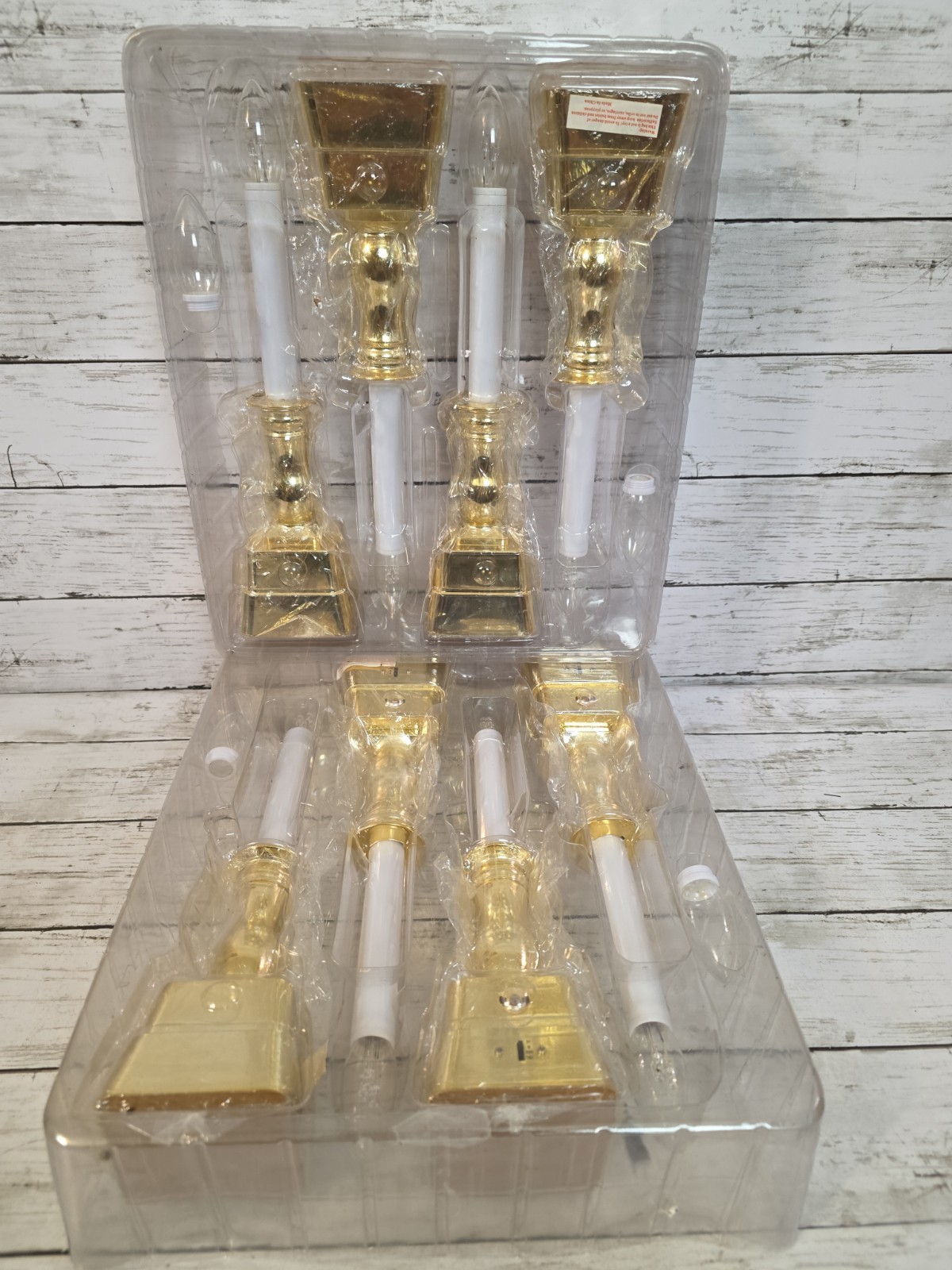 BETHLEHEM LIGHTS SET OF 8 PREMIUM CORDLESS WINDOW CANDLES POLISHED BRASS Tone