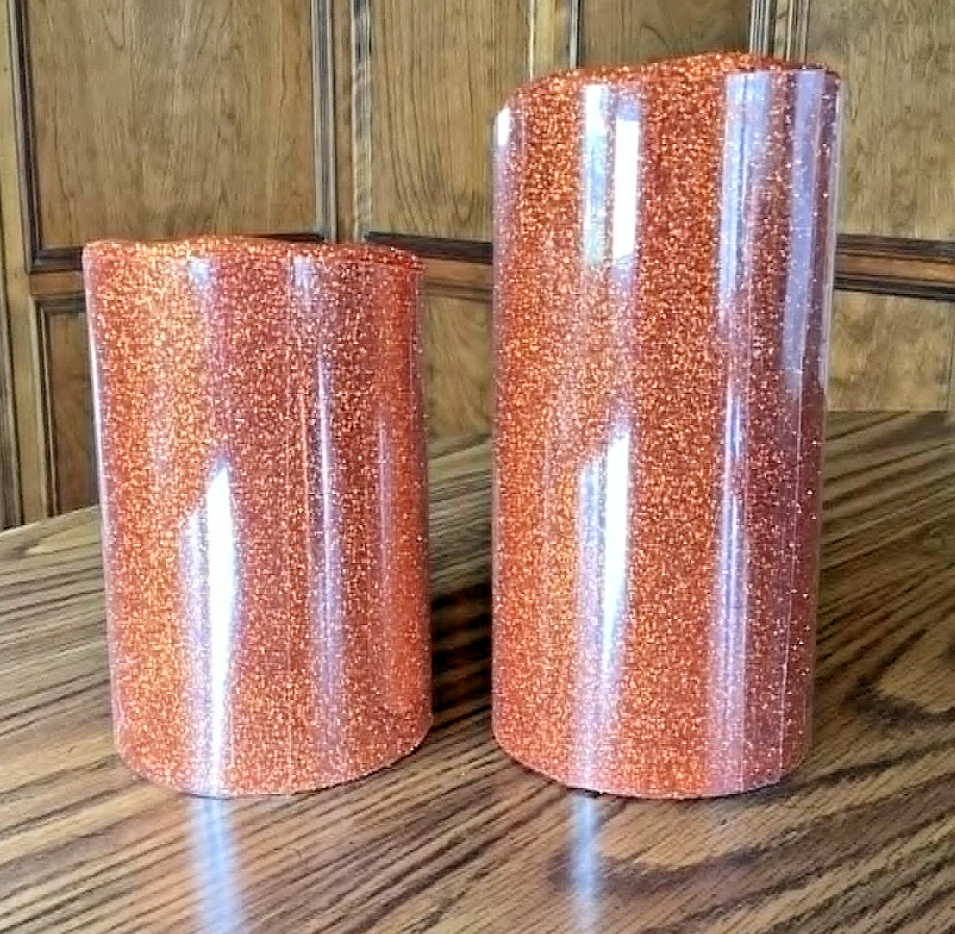 Luminara Flameless 5″&7″ Glitter Candle Set In RUST – NEW & FREE FAST SHIPPING