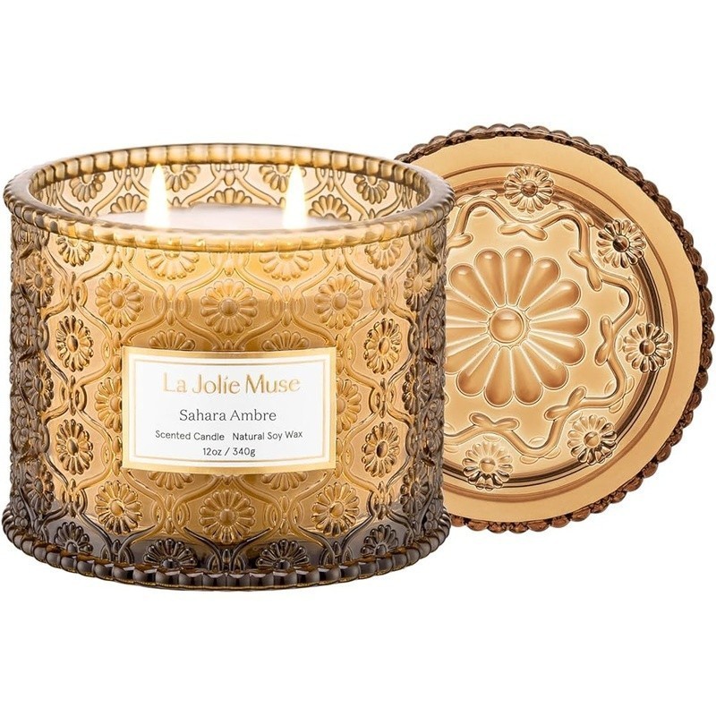 Vegan Soy Candle Double Wick Home Decor Scented Candle Sahara Ambre Aroma New