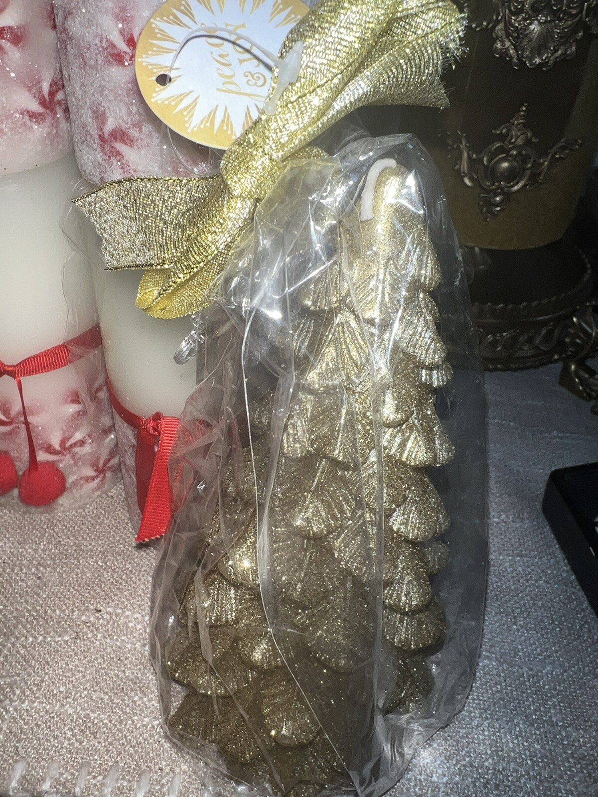 Peppermint CandyLot of 10 Pc decorative Christmas candles 6 In