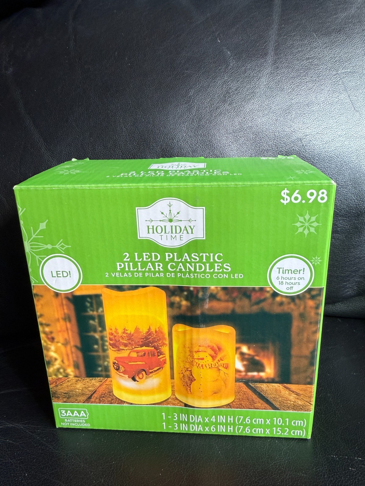 2 Pack Outdoor Indoor Flameless LED Battery Operated Pillar Candles HOLIDAY TIME