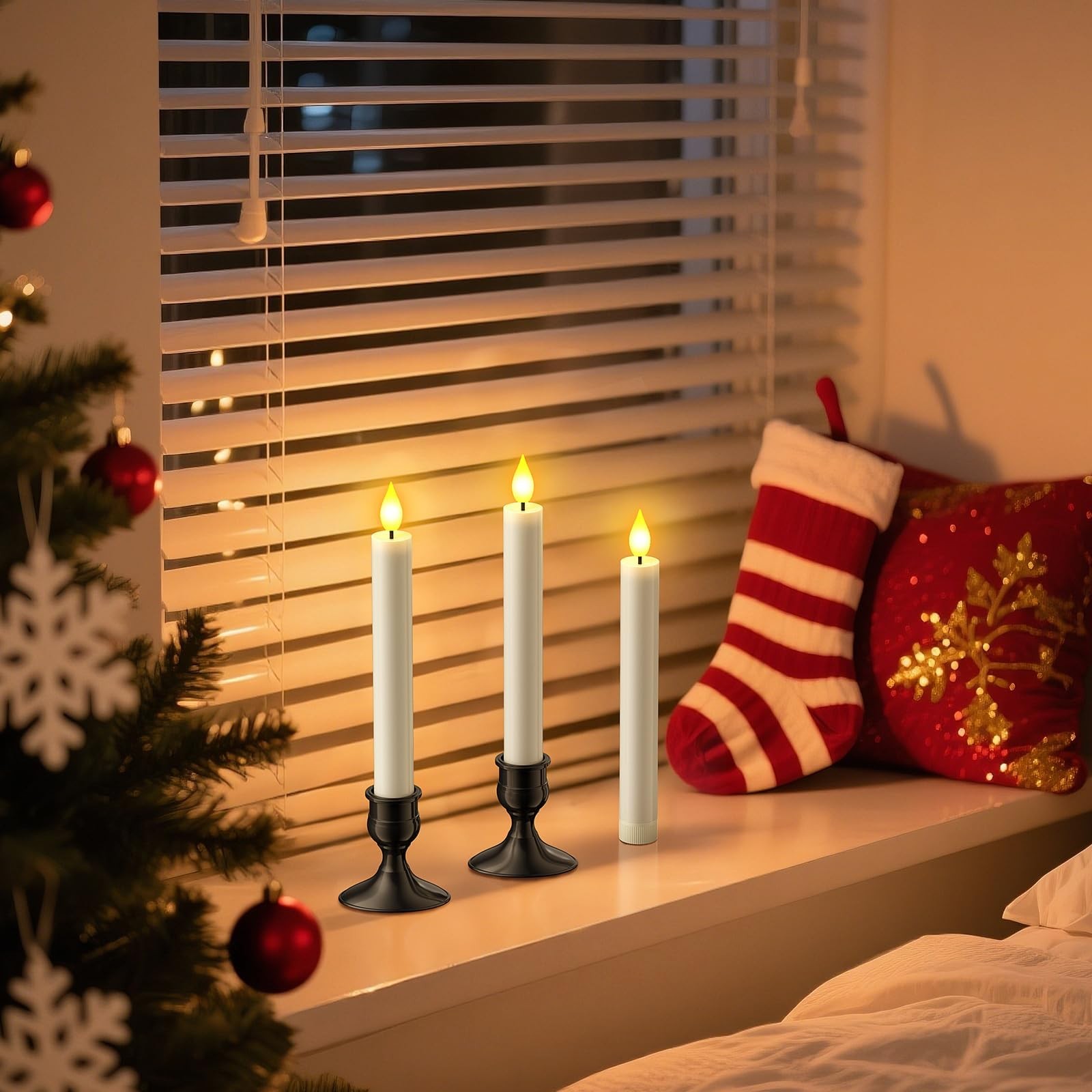 Window Candles Sensor Dusk To Dawn LED Christmas Flickering Cordless 10 PCS