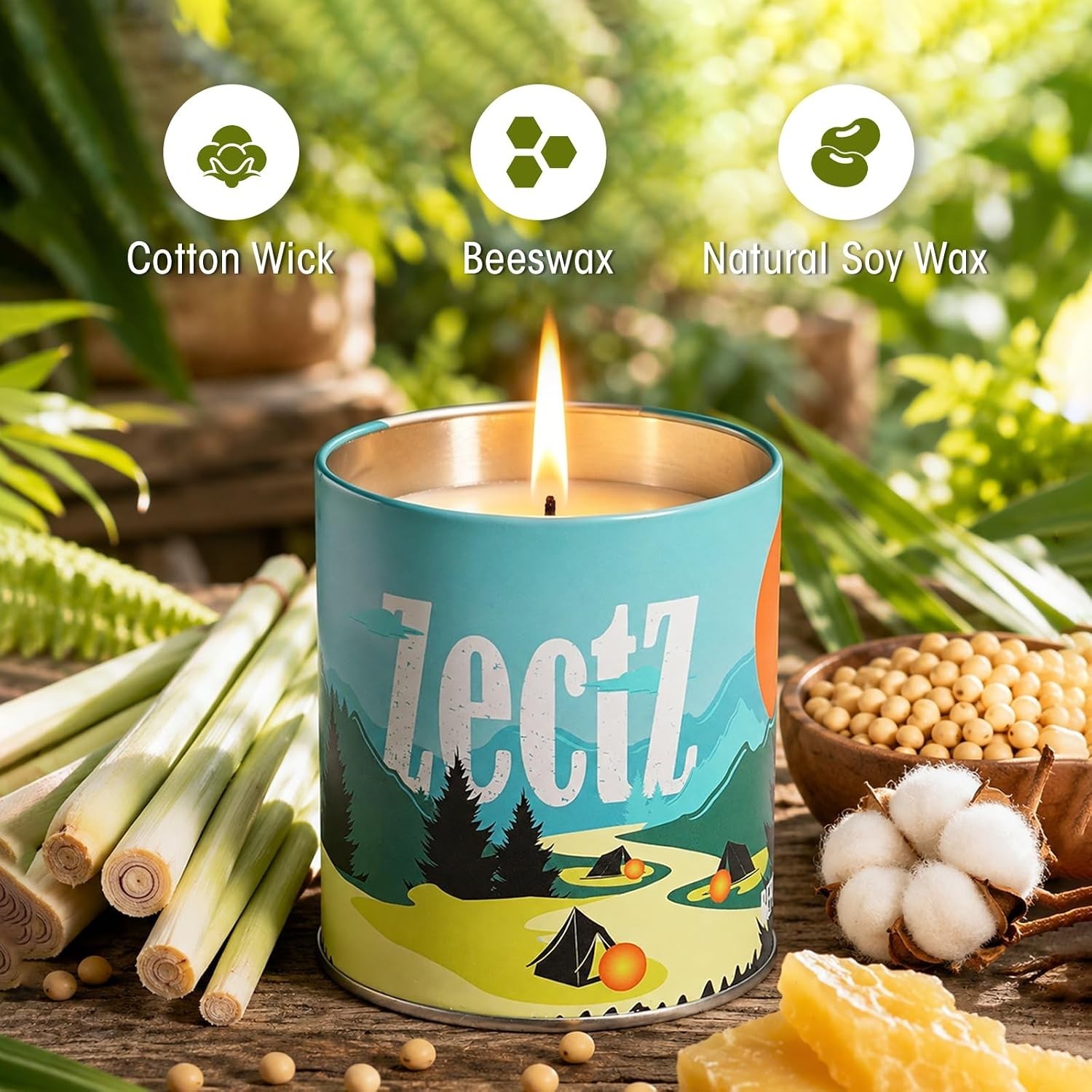 Citronella Candle for Outdoor Indoor,with Lemongrass,Rosemary & Peppermint Oil