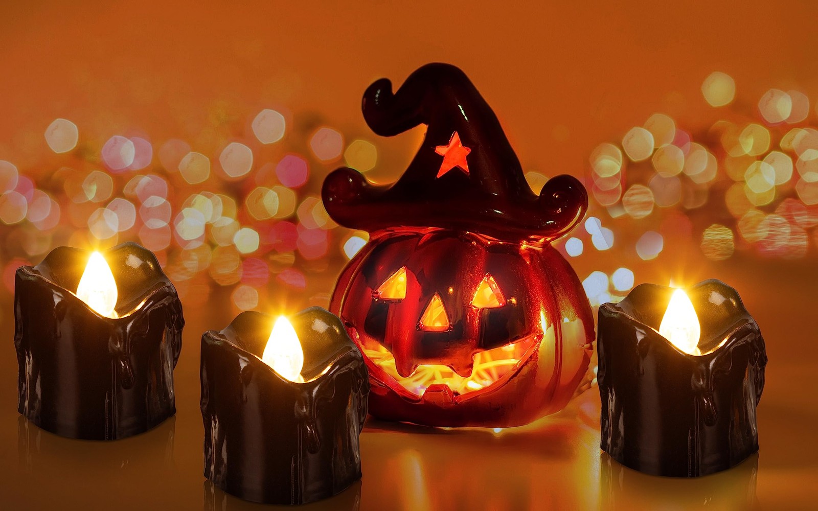 24 PCS Halloween Decorations Indoor Black Tea Lights LED Flameless Battery