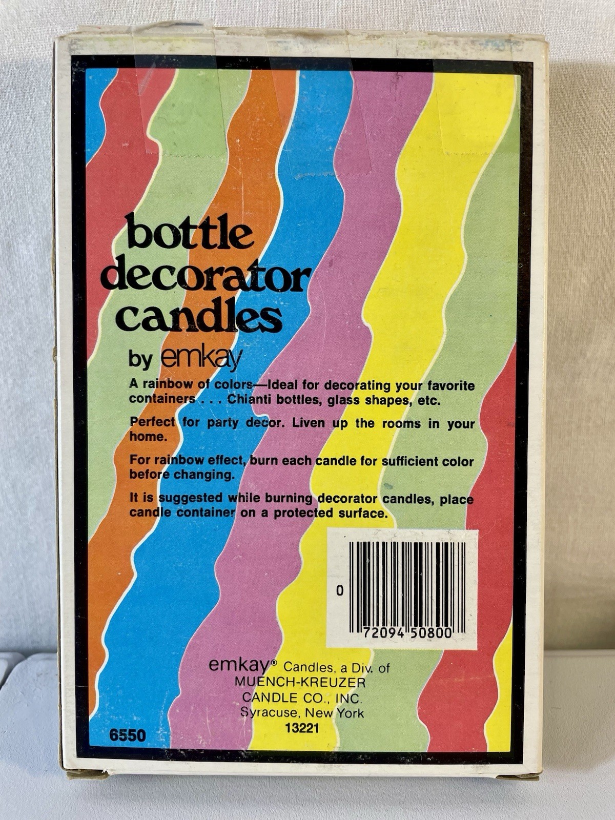 VTG Emkay Bottle Decorating Candles Set Of 4 Assorted Colors Drip Candle