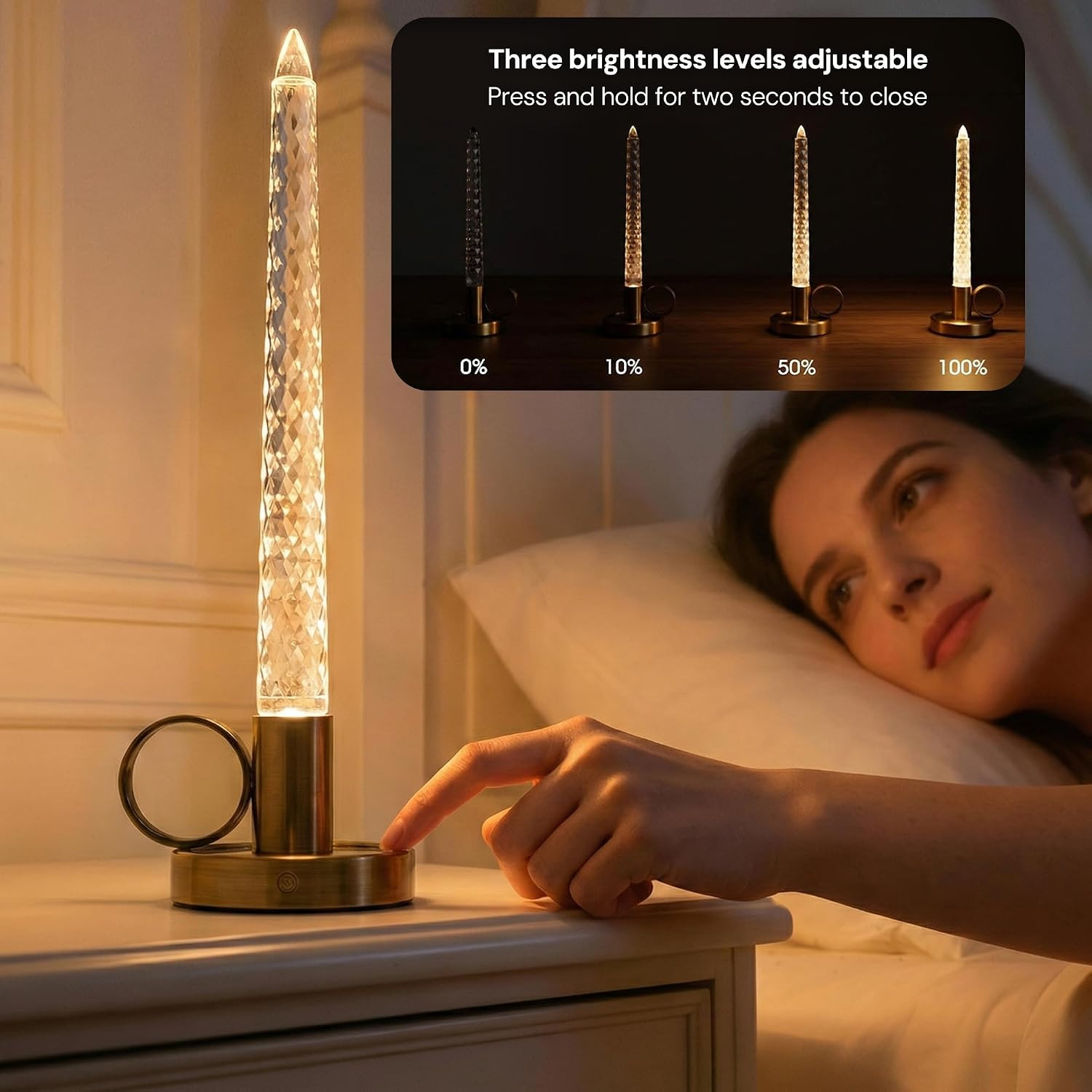 Flameless Candles, 3 Level Brightness Adjustable, 1000Mah | Rechargeable Battery