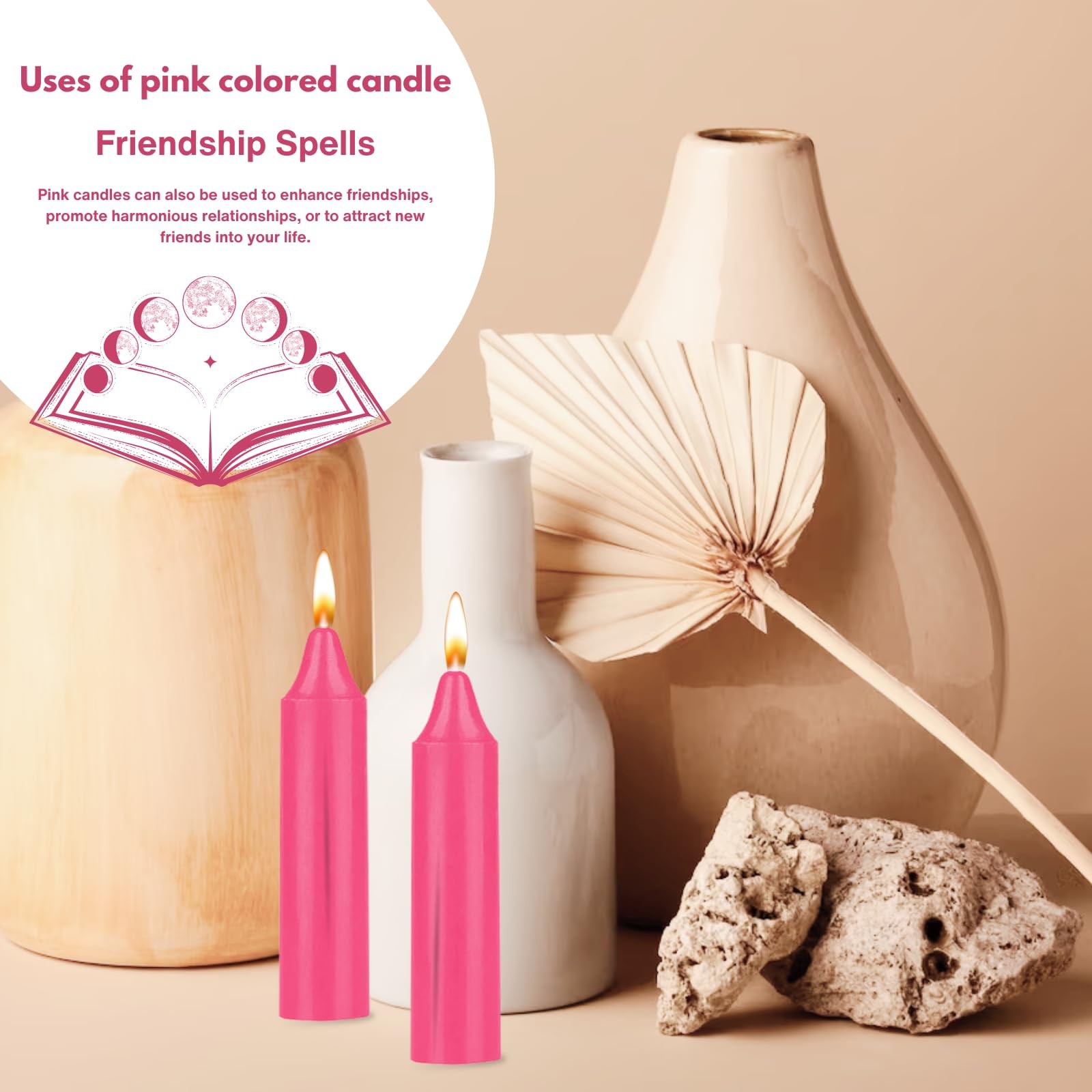 ladyrobyn Box of 12 Pink Candles | 4 inches Tall & 3/4 inch Diameter | Witchc…