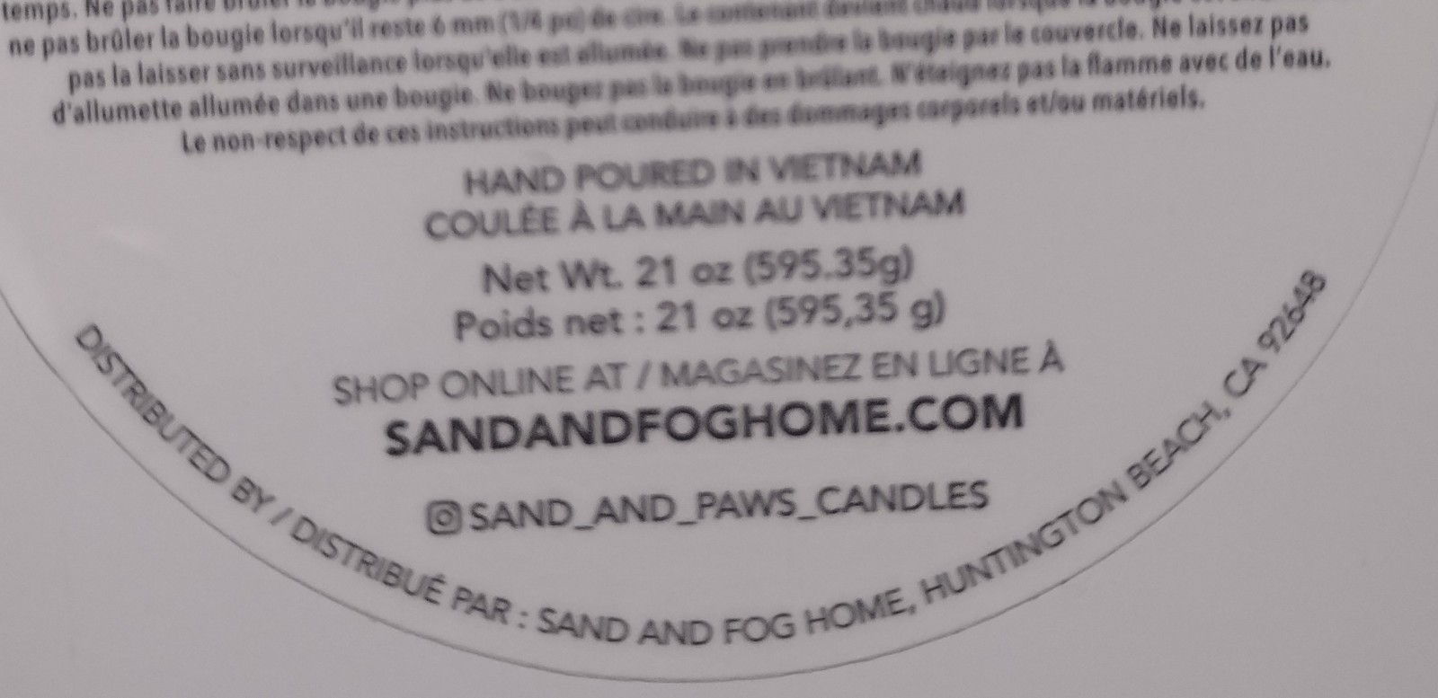Sand and Paw Coconut Beach Soy Wax Candle, 3 Wick, Large Size 595.35g/21oz