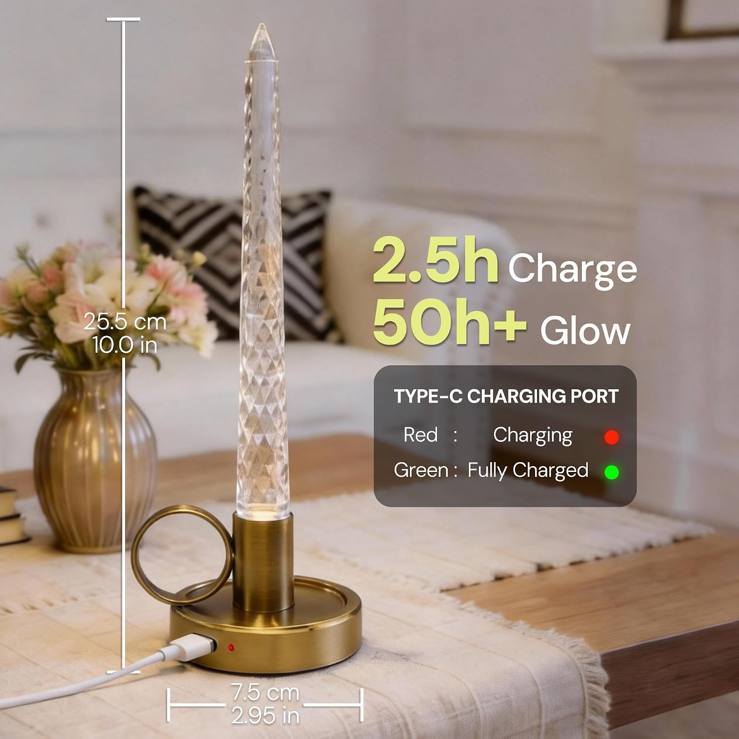 Flameless Candles, 3 Level Brightness Adjustable, 1000Mah | Rechargeable Battery