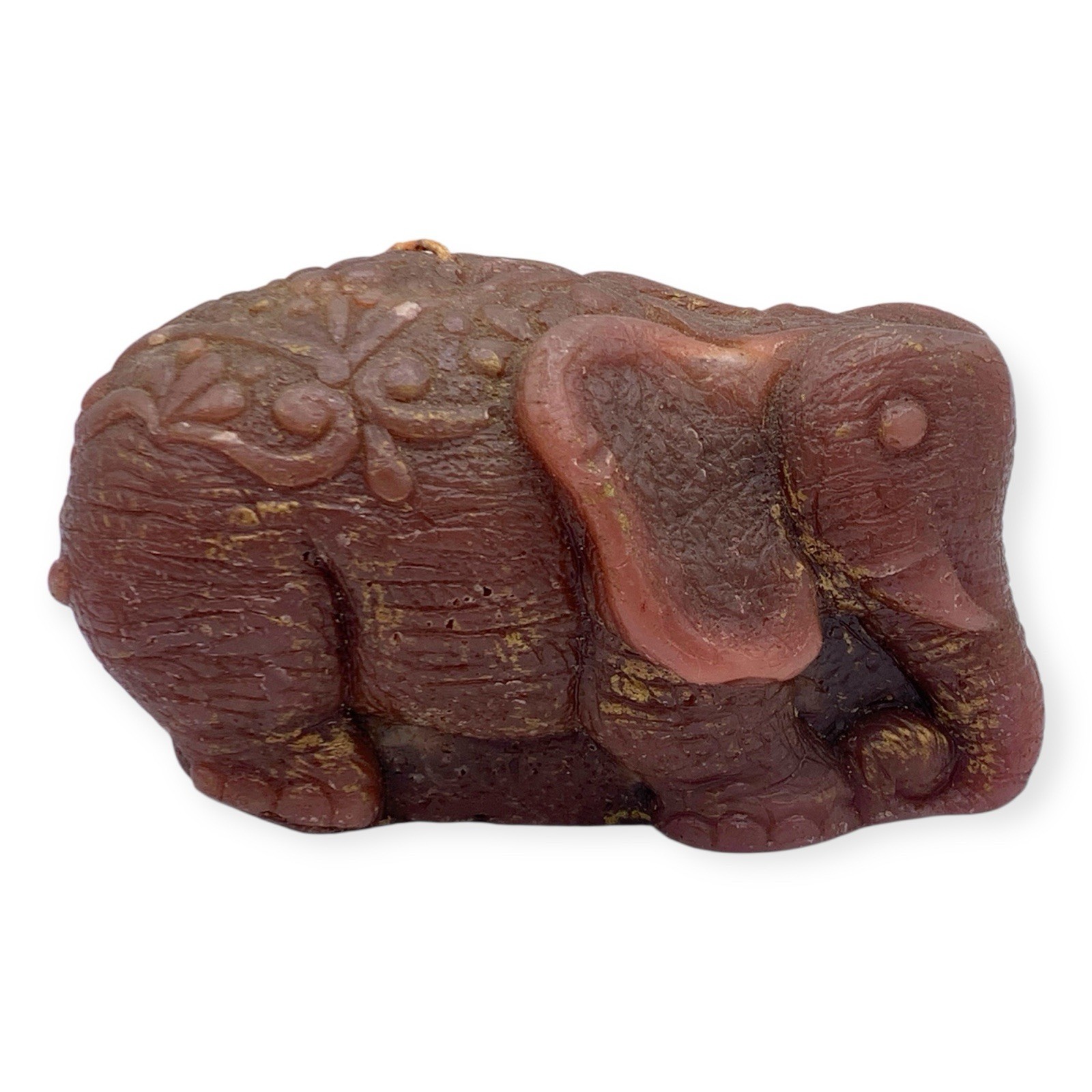 Vintage Elephant Brown Candle Molded Wax Figure Home Decor India Unlit Carved