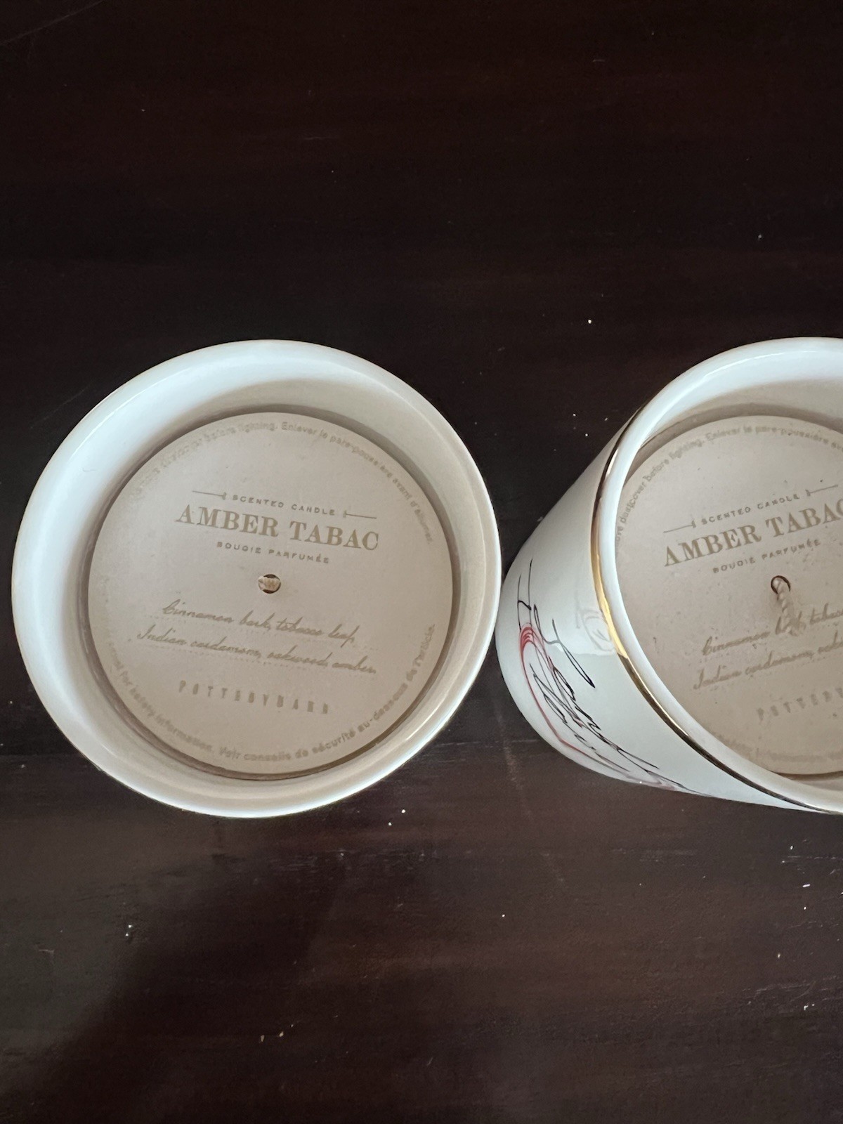 Pottery Barn Amber Tabac Scented Candle Set of 2 London I Love You Ceramic