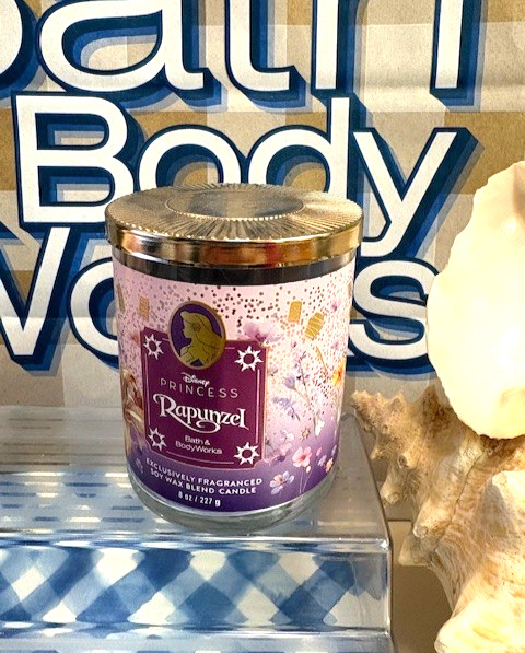 NEW! Bath & Body Works DISNEY PRINCESS RAPUNZEL Single Wick Candle w/Disney Lid
