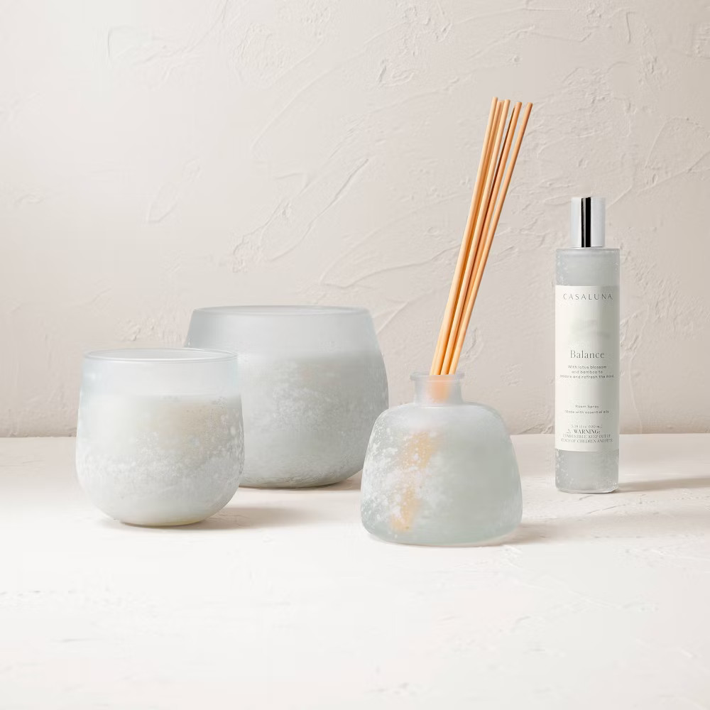 4-Wick Balance Fashion Salted Glass Wellness Jar Candle Light Blue 30oz –