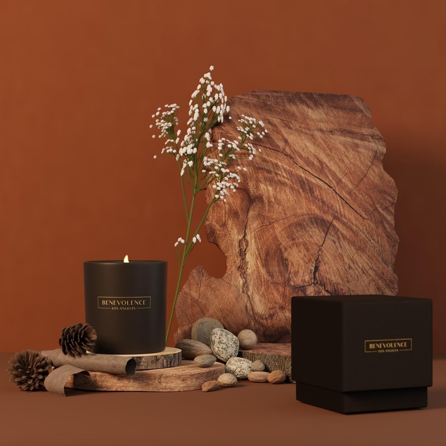 Luxury 8oz Oud Wood Candle in Matte Black Jar – Aromatherapy for Home Decor