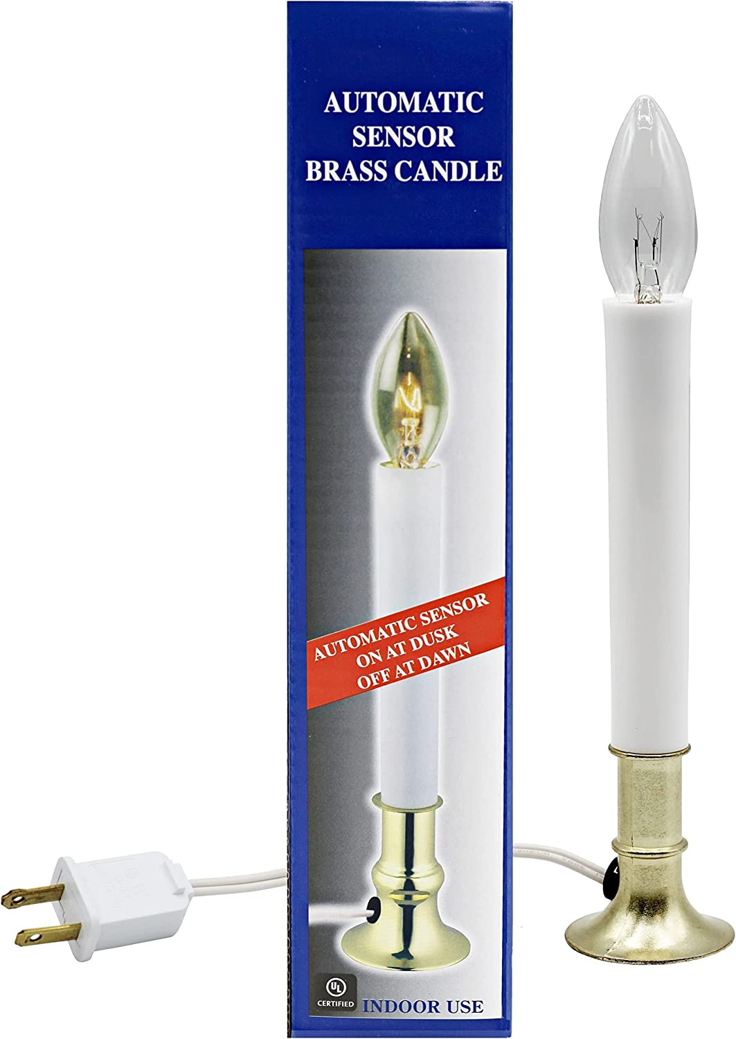 Creative Hobbies Electric Window Candle Lamp with Brass Plated Base