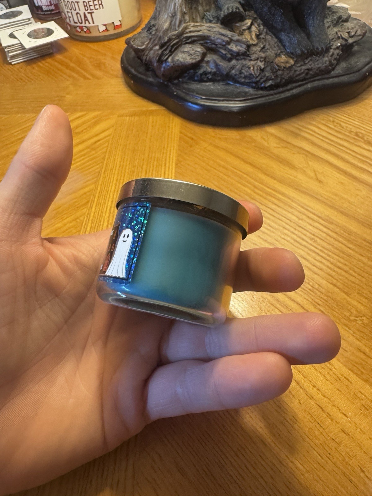 Very Collectible Blue Boo Halloween Mini Candle. Bath And Body.