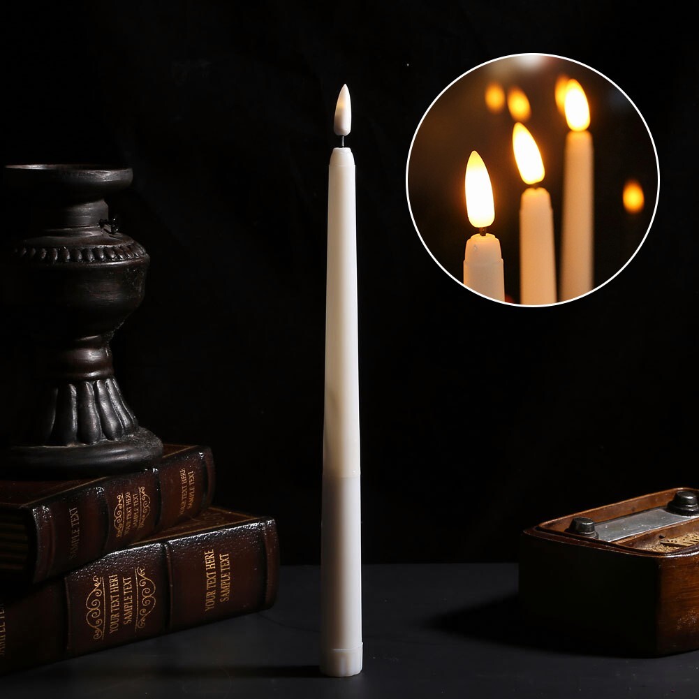 12 Pcs Flickering Flameless Taper Candles Light with Remote Control Timer Dimmer