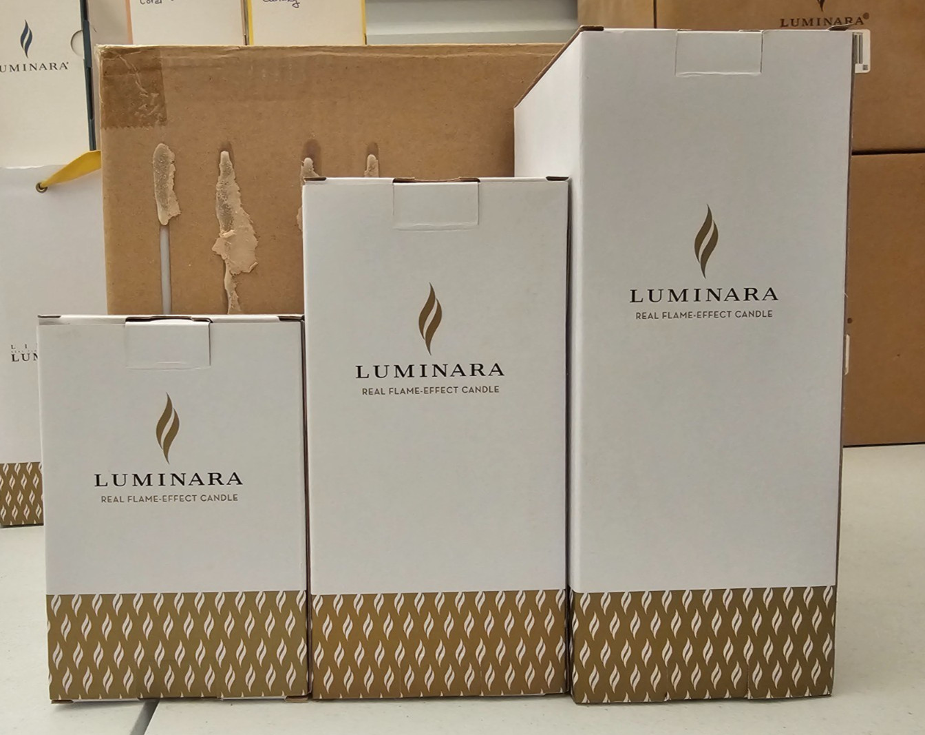 Flameless Luminara Sage Green 3 Pc Pillar Set 4.5″, 6.5″ & 8.5″ Tall, 3″ Dia