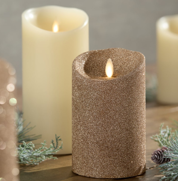 Luminara Flameless Unscented Wax Candles with 2 Remotes 4 Pack Gold Ivory NEW
