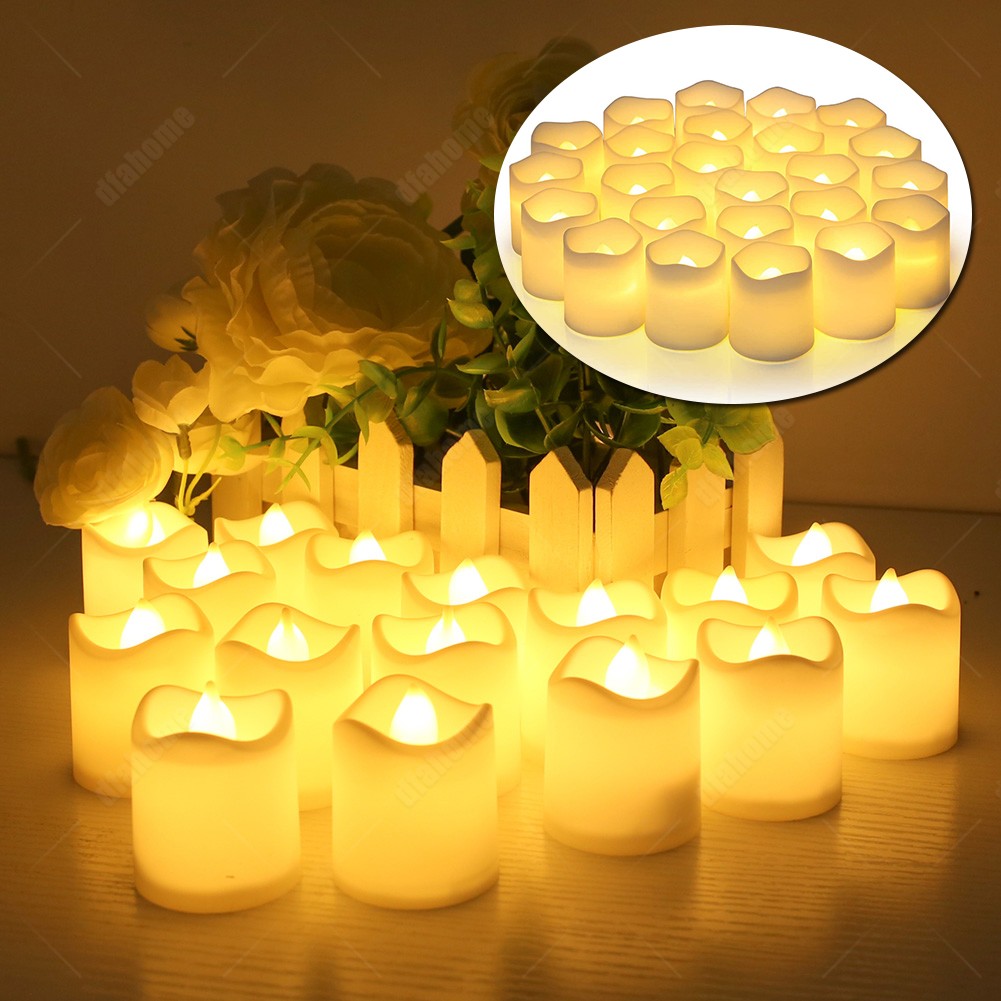 24/48 Pack LED Tea Lights Battery Operated Flameless Votive Candles Warm White
